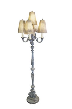 Vintage Gothic Style Ornate Metal 5 Light Candelabra Floor Lamp