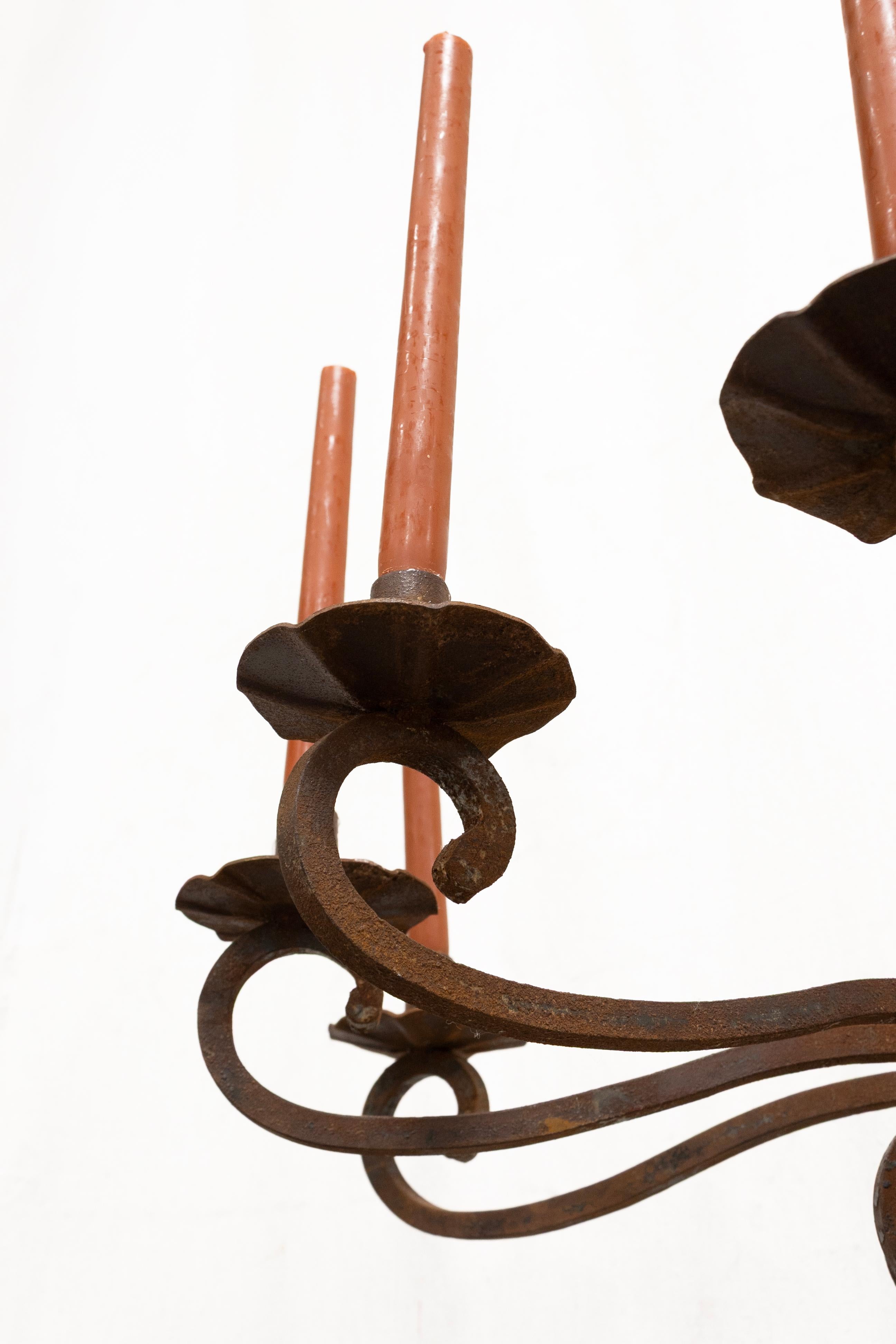 Vintage Gothic Style Pair of Wrought Iron Floor Standing Candelabras 1