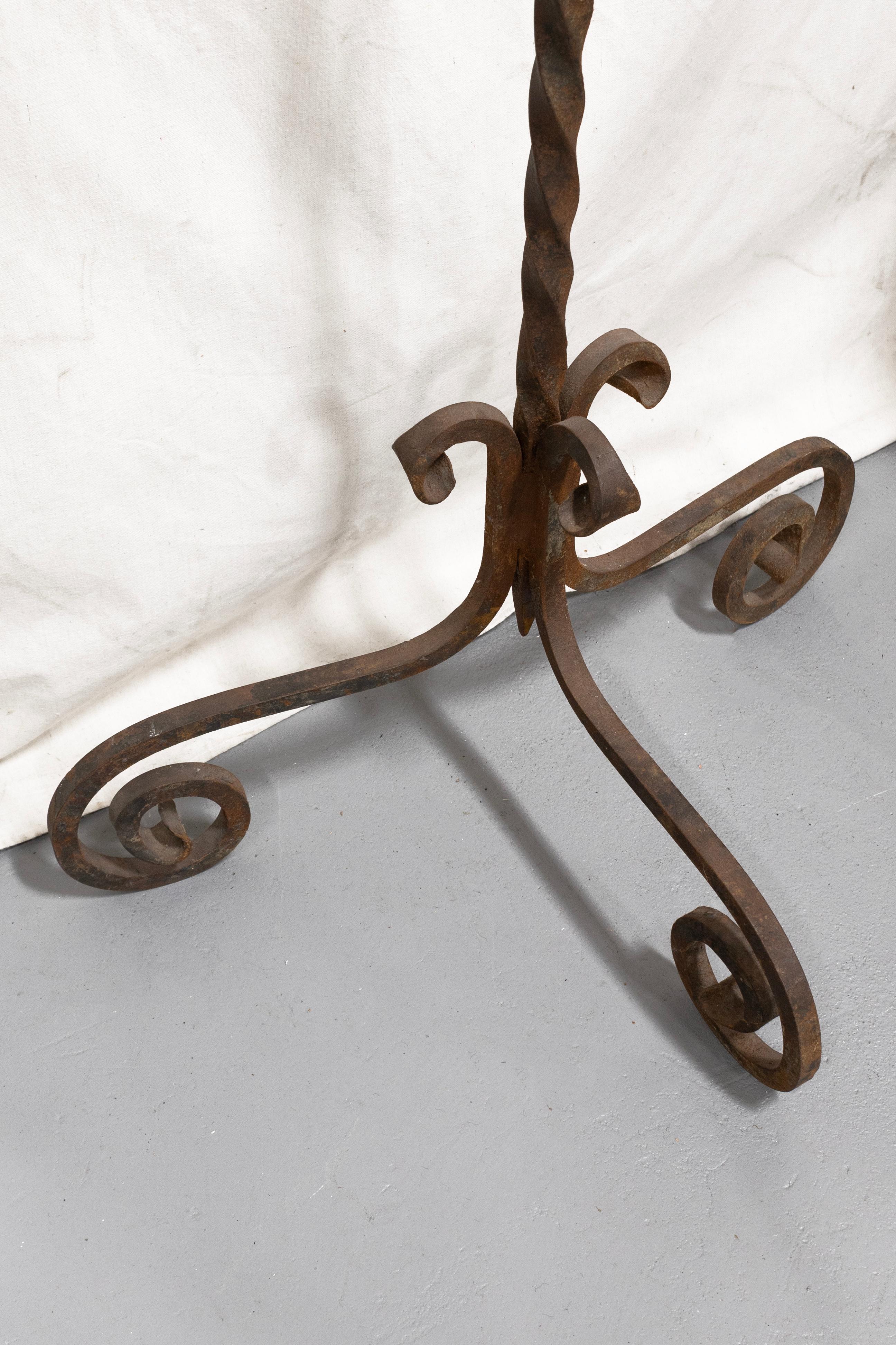 Vintage Gothic Style Pair of Wrought Iron Floor Standing Candelabras 2