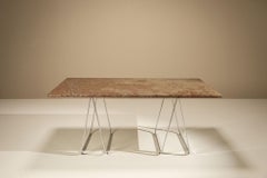 Vintage Gotland Limestone Table on Chrome Trestles, Sweden 1970s