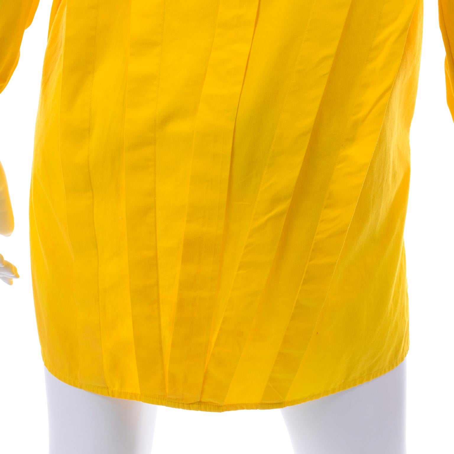 Vintage Gottex Yellow Cotton Pleated Blouse or Mini Dress Tunic 4