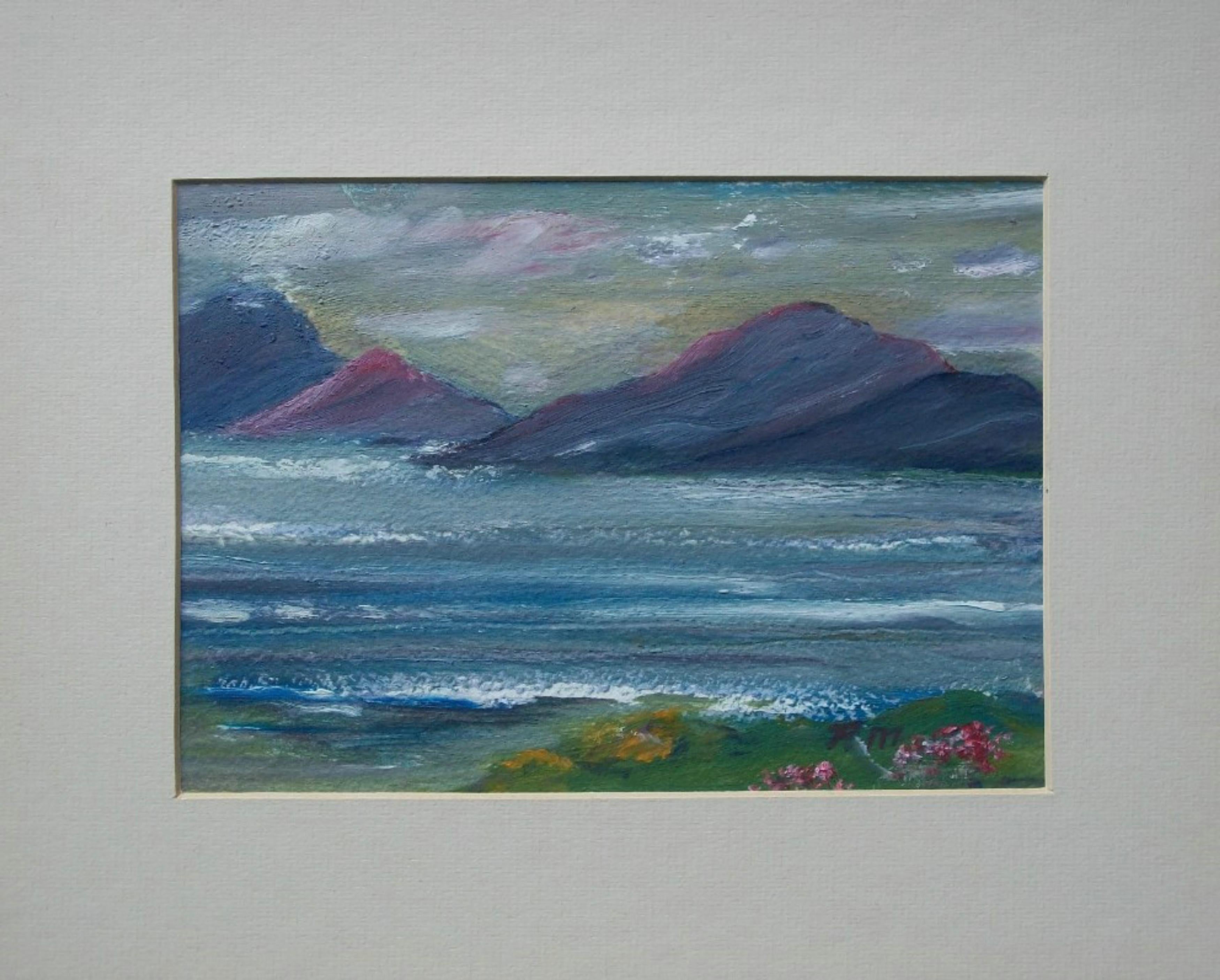 Vintage - Gouache-Landschaftsgemälde auf Aquarellpapier - unten rechts paraphiert - P. M. - in einem Vintage-Einzelschrägschnitt-Mattkarton - ungerahmt - Ende des 20.

Ausgezeichneter Vintage-Zustand - kein Verlust - keine Schäden - keine