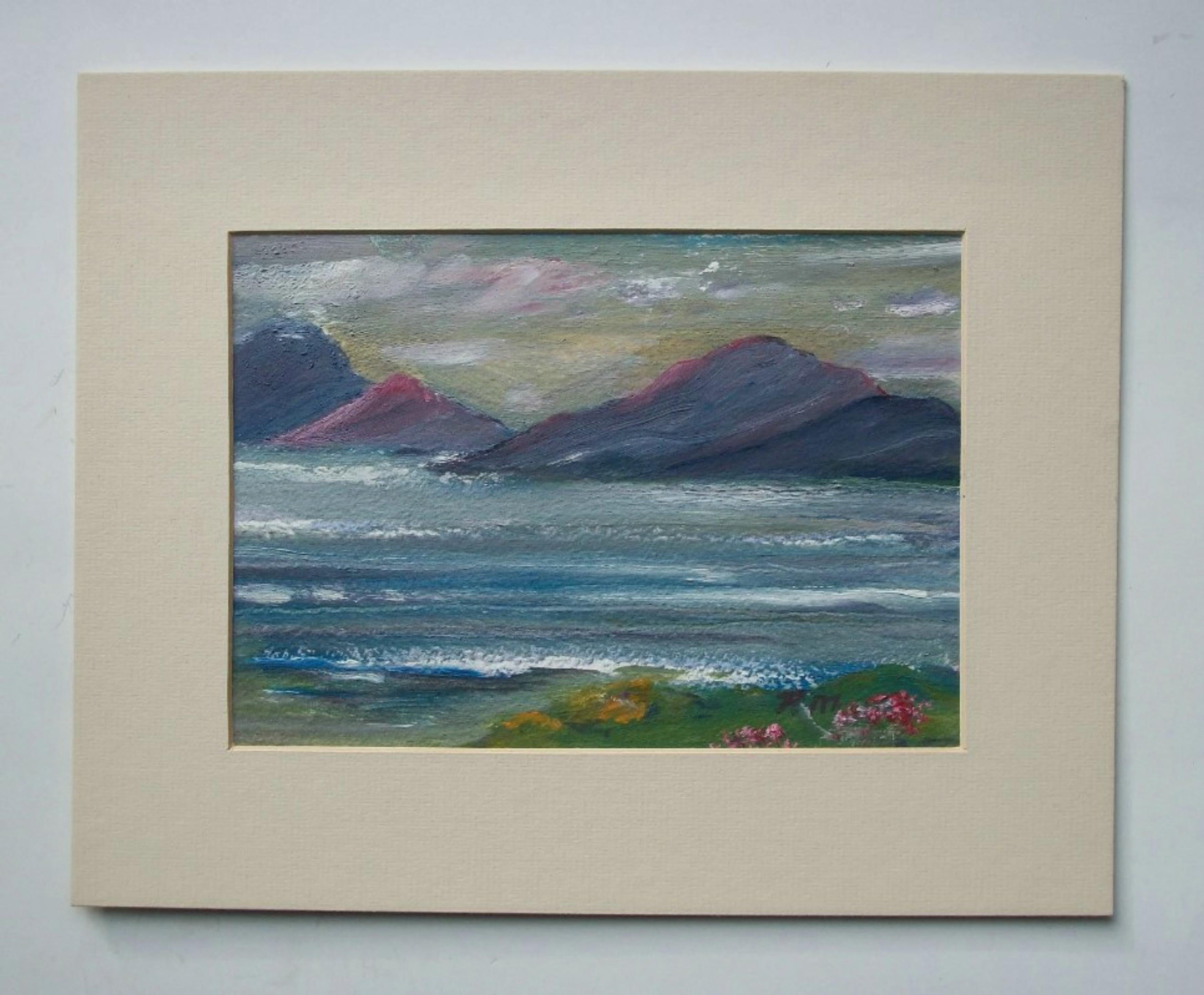 Vintage Gouache-Gemälde auf Papier - paraphiert - ungerahmt - Ende des 20. (Moderne) im Angebot