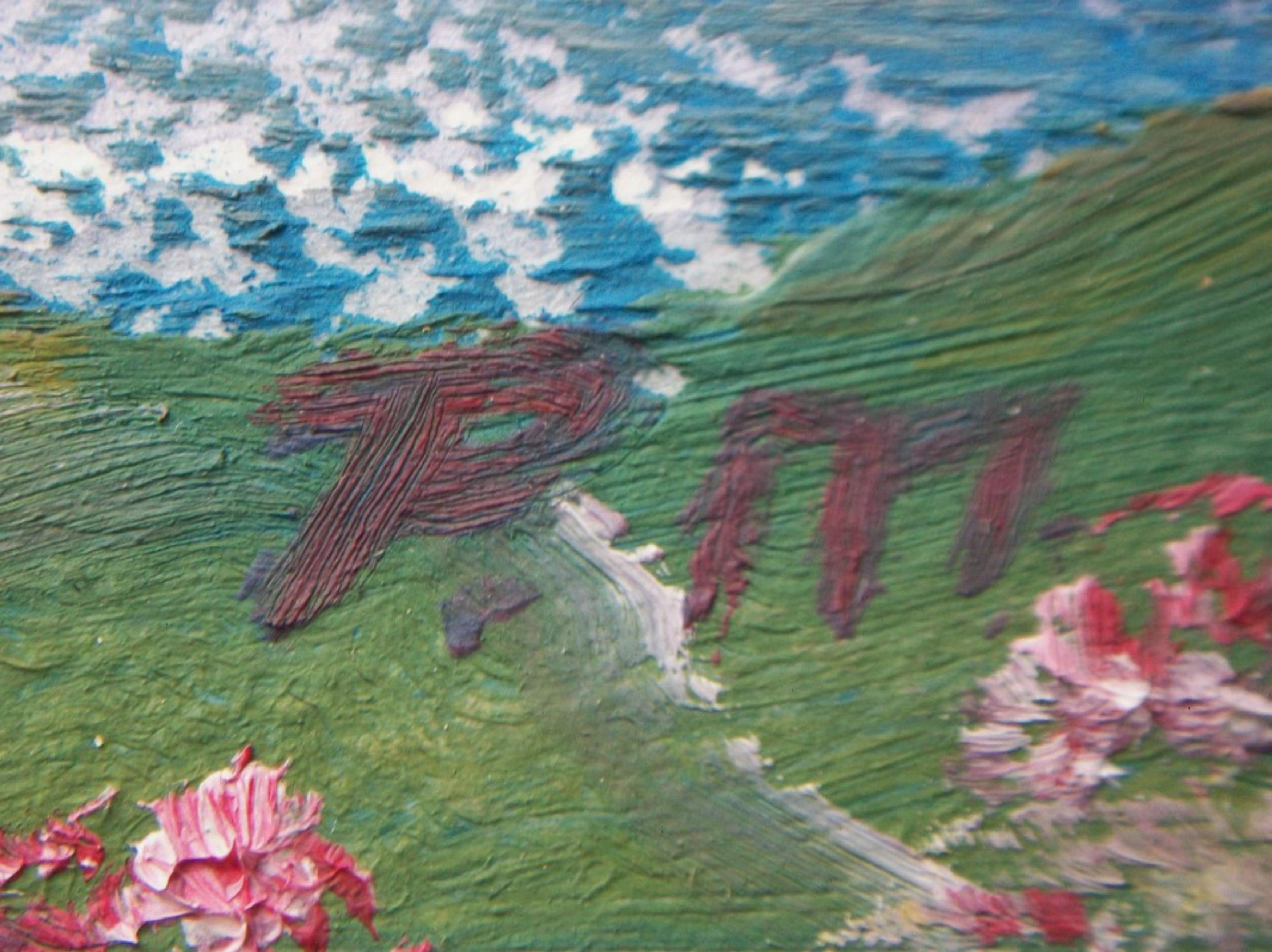 Vintage Gouache-Gemälde auf Papier - paraphiert - ungerahmt - Ende des 20. (Handgefertigt) im Angebot