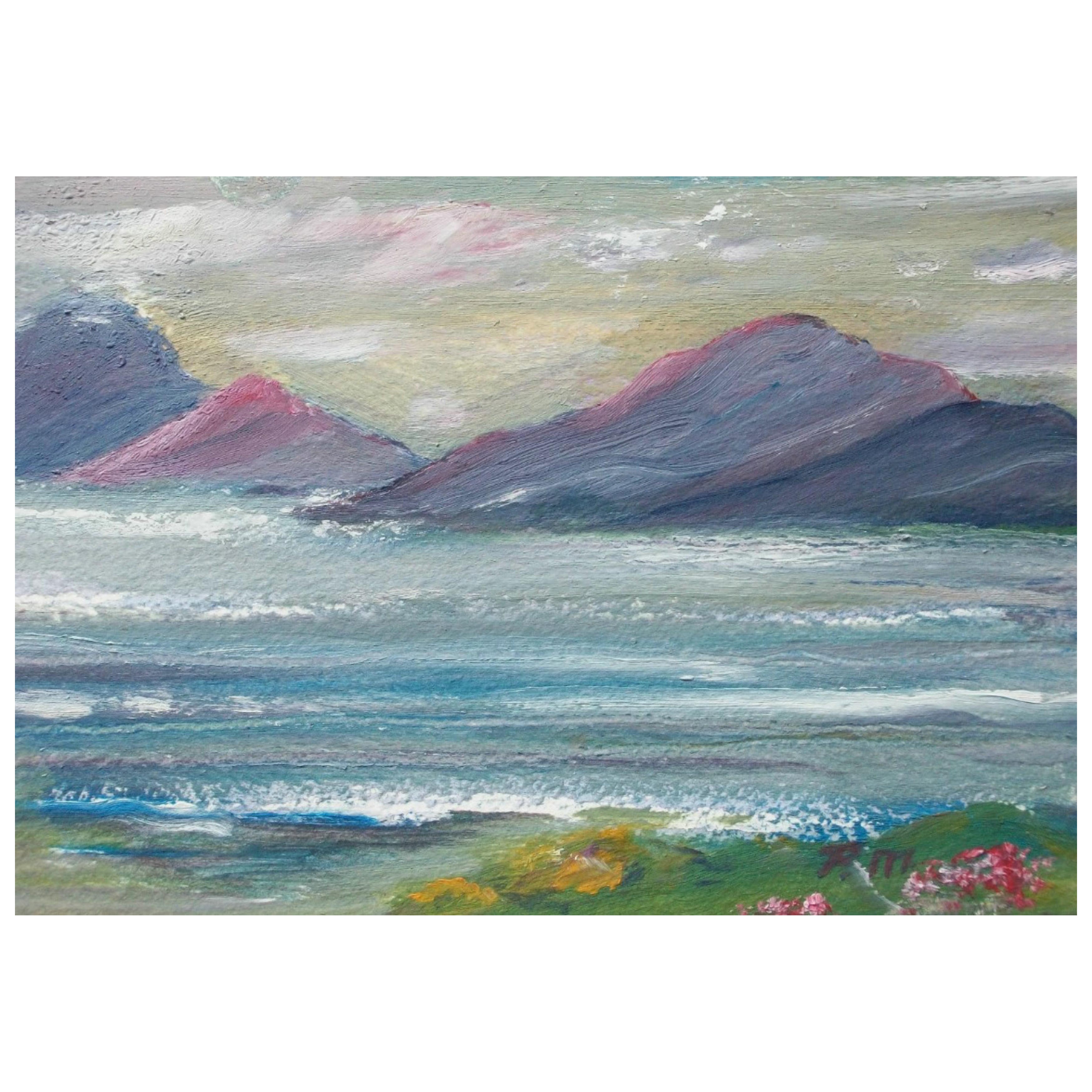 Vintage Gouache-Gemälde auf Papier - paraphiert - ungerahmt - Ende des 20.