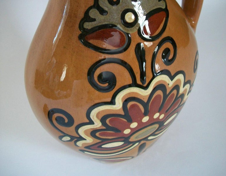 Vintage Gouda Pottery Jug with Stopper, Hand Painted, Holland, 20th