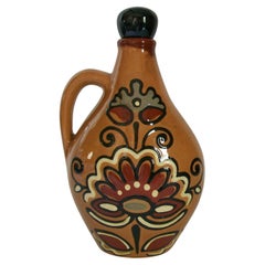 Vintage Gouda Pottery Jug with Stopper, Hand Painted, Holland, 20th Century