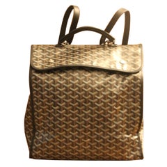 Vintage Goyard Foldable Steamer Bag in Chevron Canvas, Goyard Backpack Bag