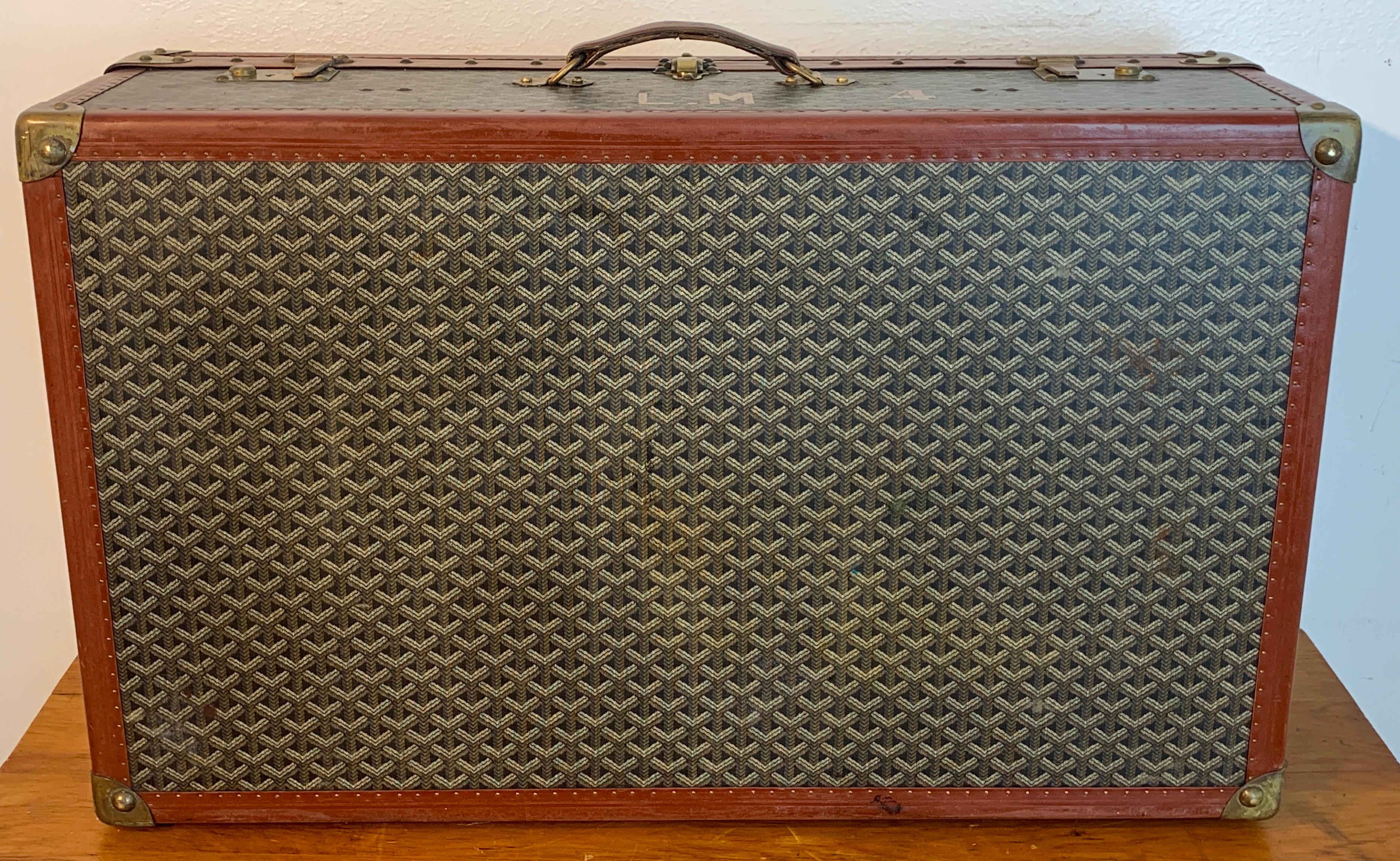 Vintage Goyard Hardcase Trunk on Iron Stand 7