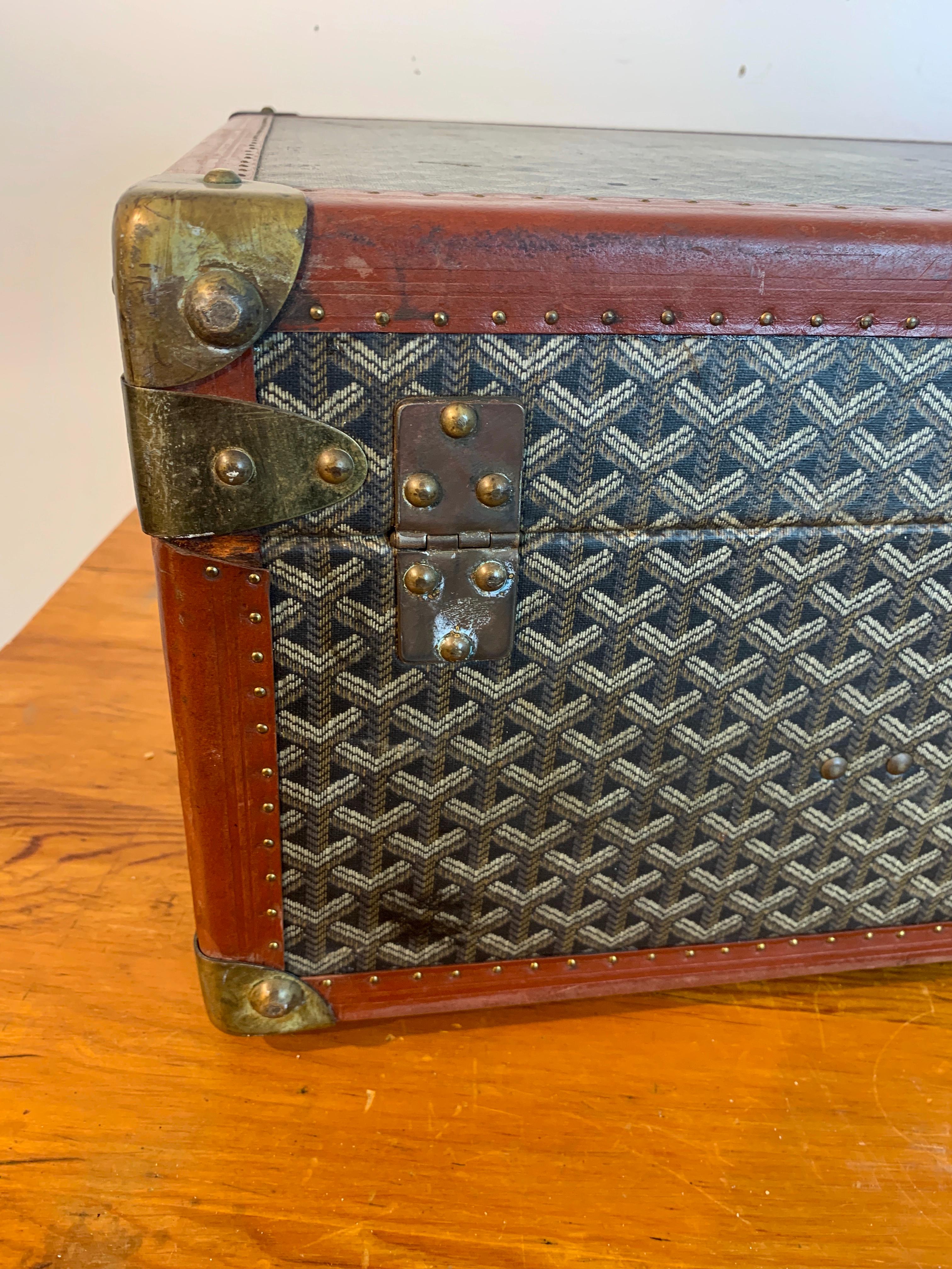 Vintage Goyard Hardcase Trunk on Iron Stand 8