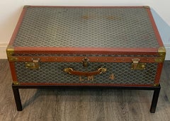 Vintage Goyard Hardcase Trunk on Iron Stand