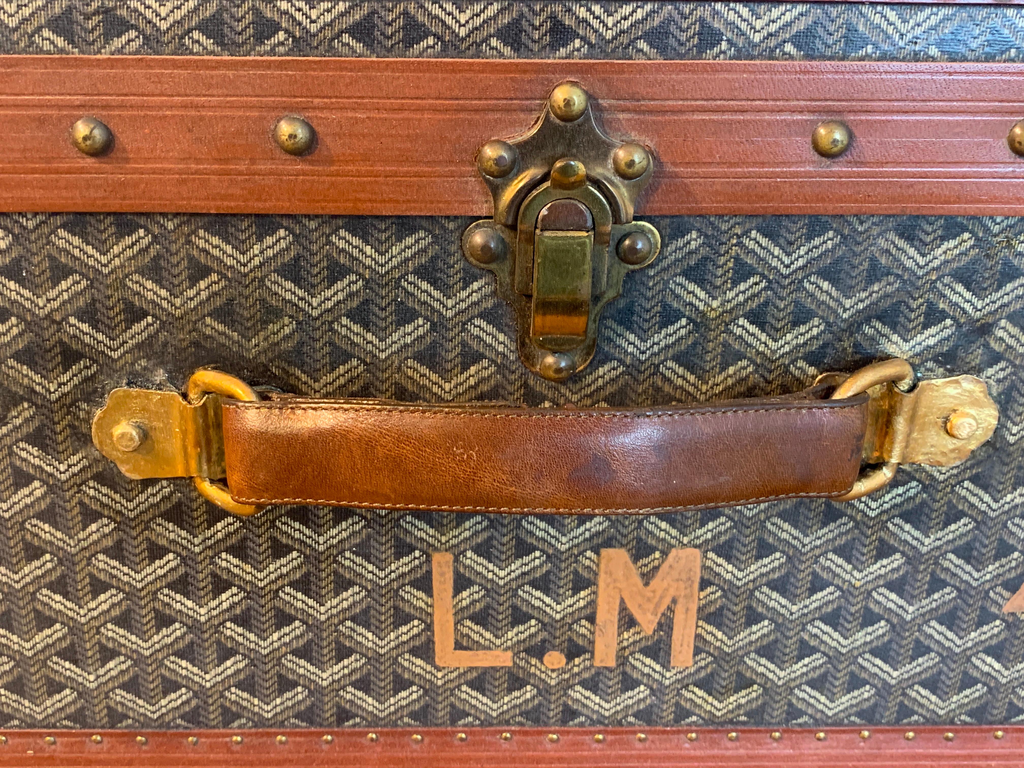 Brass Vintage Goyard Hardcase Trunk on Iron Stand