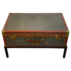 Vintage Goyard Hardcase Trunk on Iron Stand