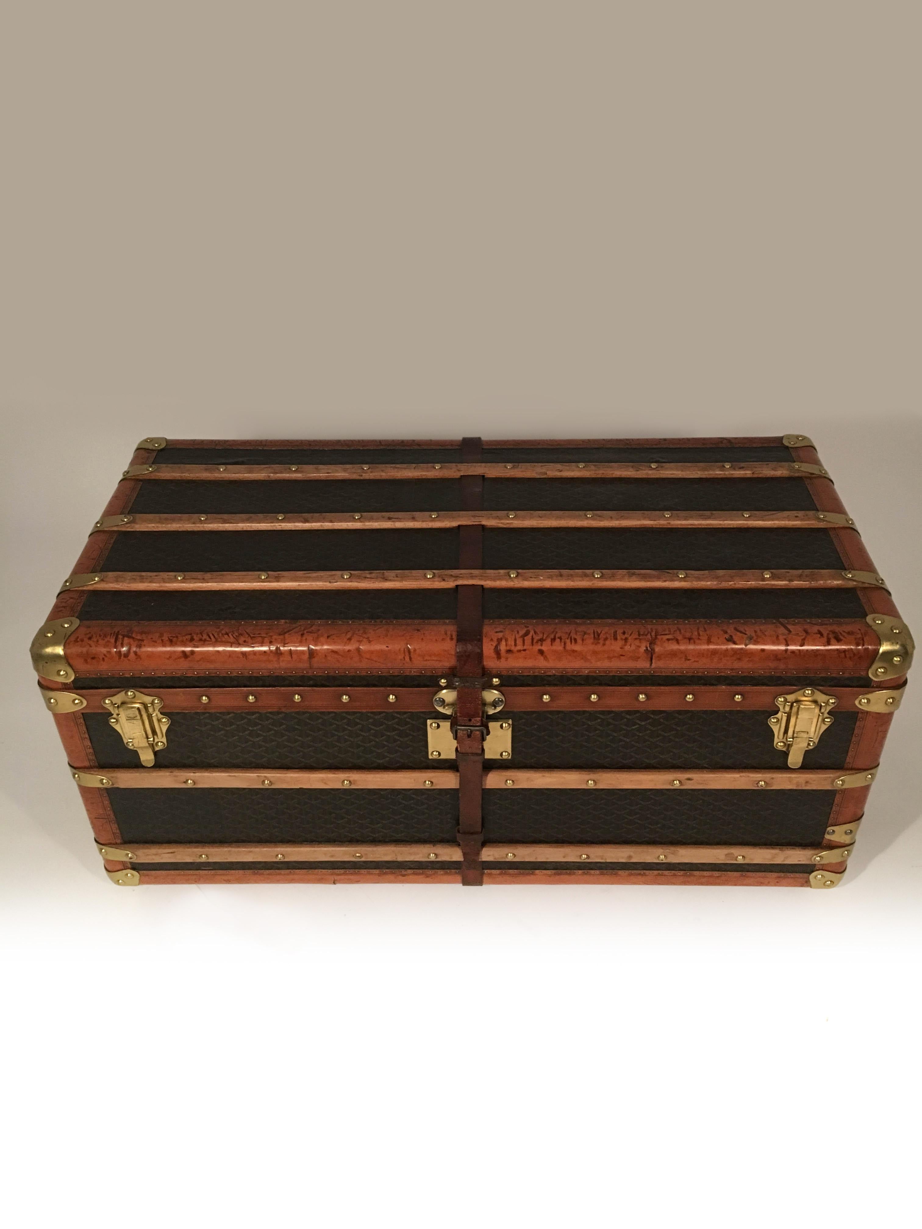 Art Deco Goyard Steamer Trunk from the Princely House of Thurn and Taxis, France 1910s