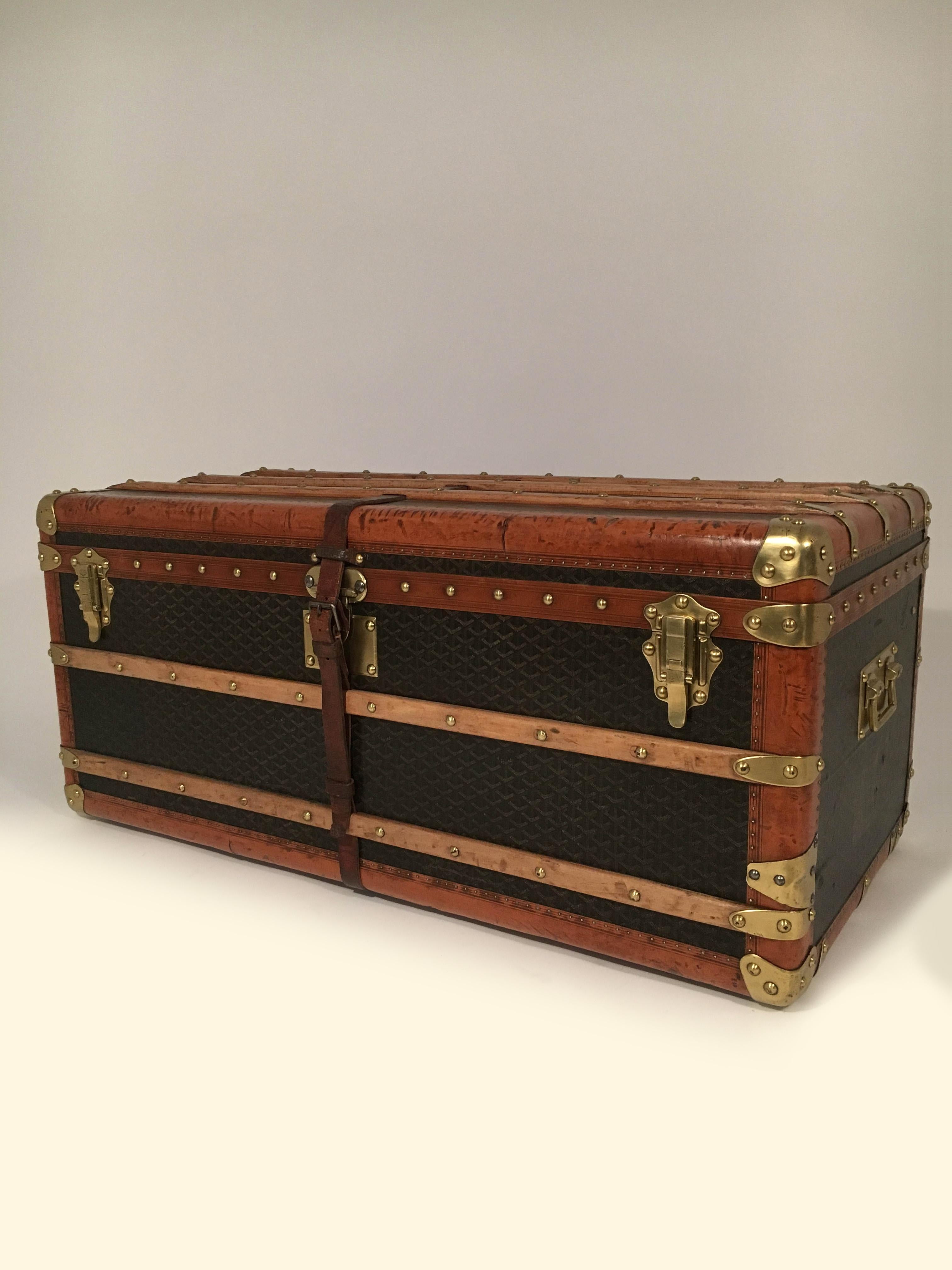 French Goyard Steamer Trunk from the Princely House of Thurn and Taxis, France 1910s