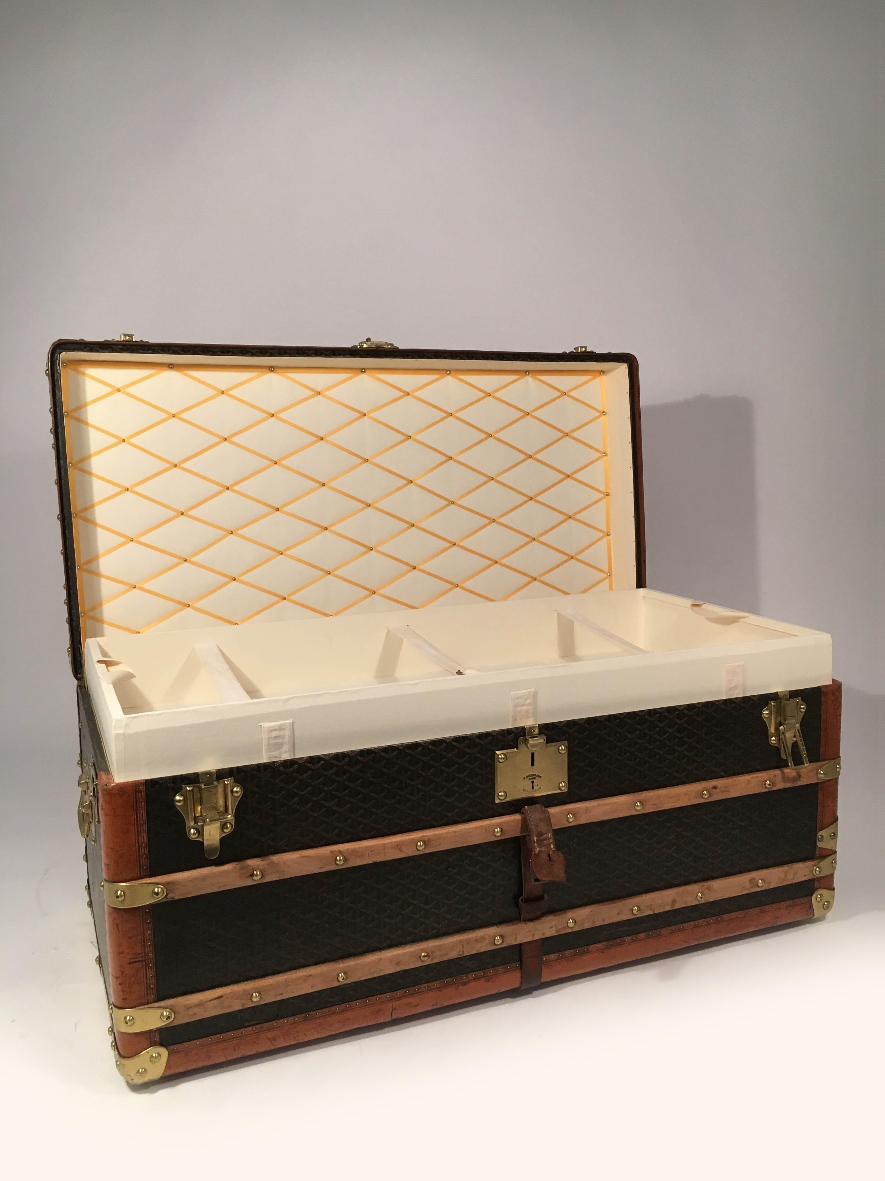 Goyard Steamer Trunk from the Princely House of Thurn and Taxis, France 1910s 2