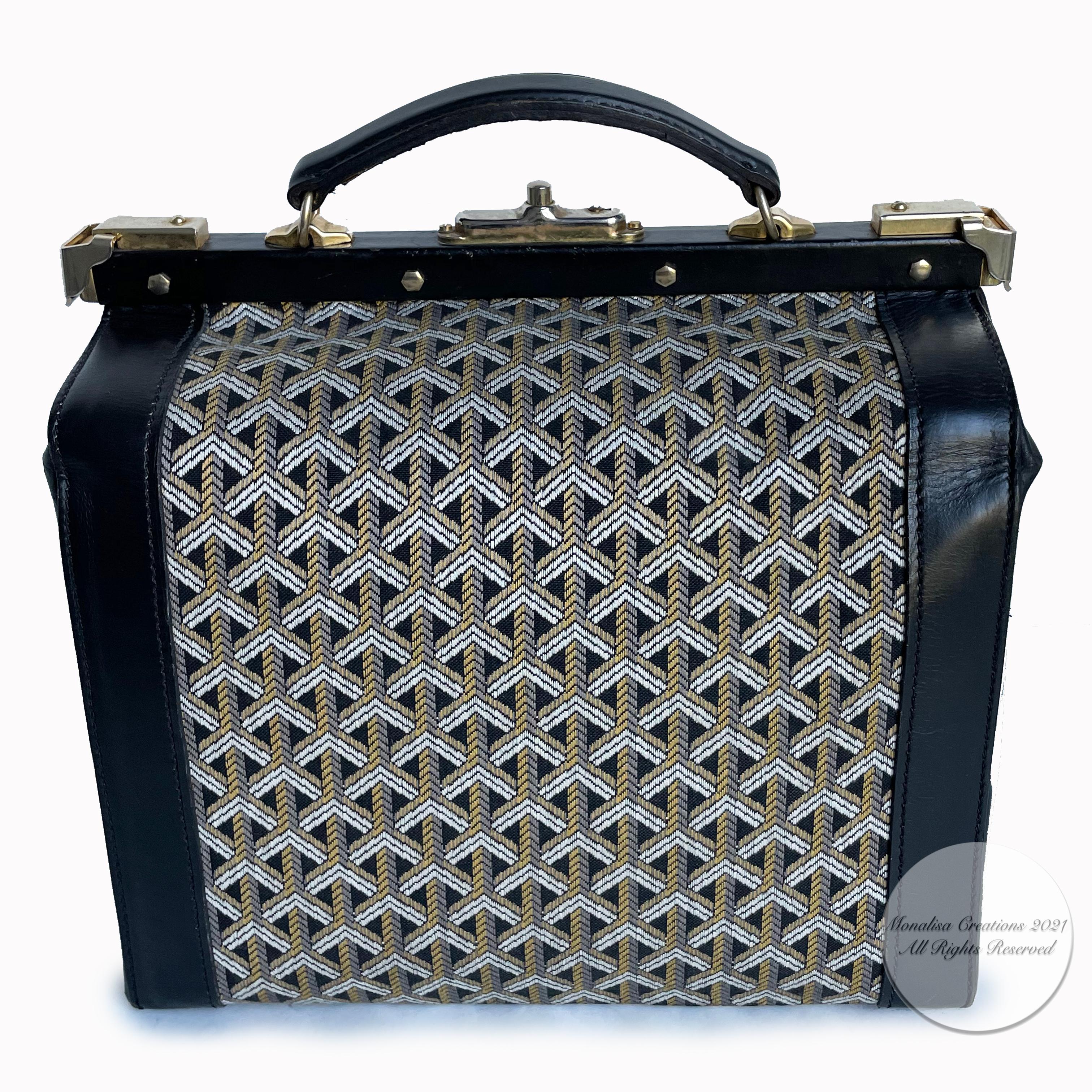 Women's or Men's Vintage Goyard Train Case Vanity Gladstone Bag Travel Carry On 1950s Rare