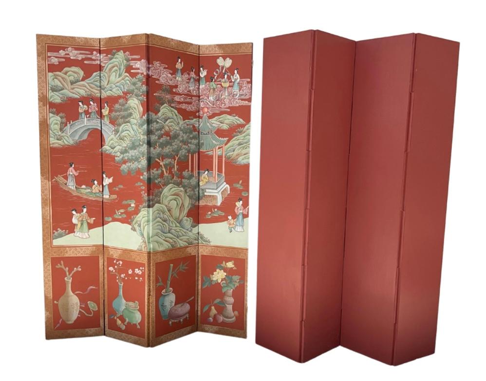 Vintage Gracie Style Chinoiserie Wallpaper Style Eight Panel Screen For Sale 4