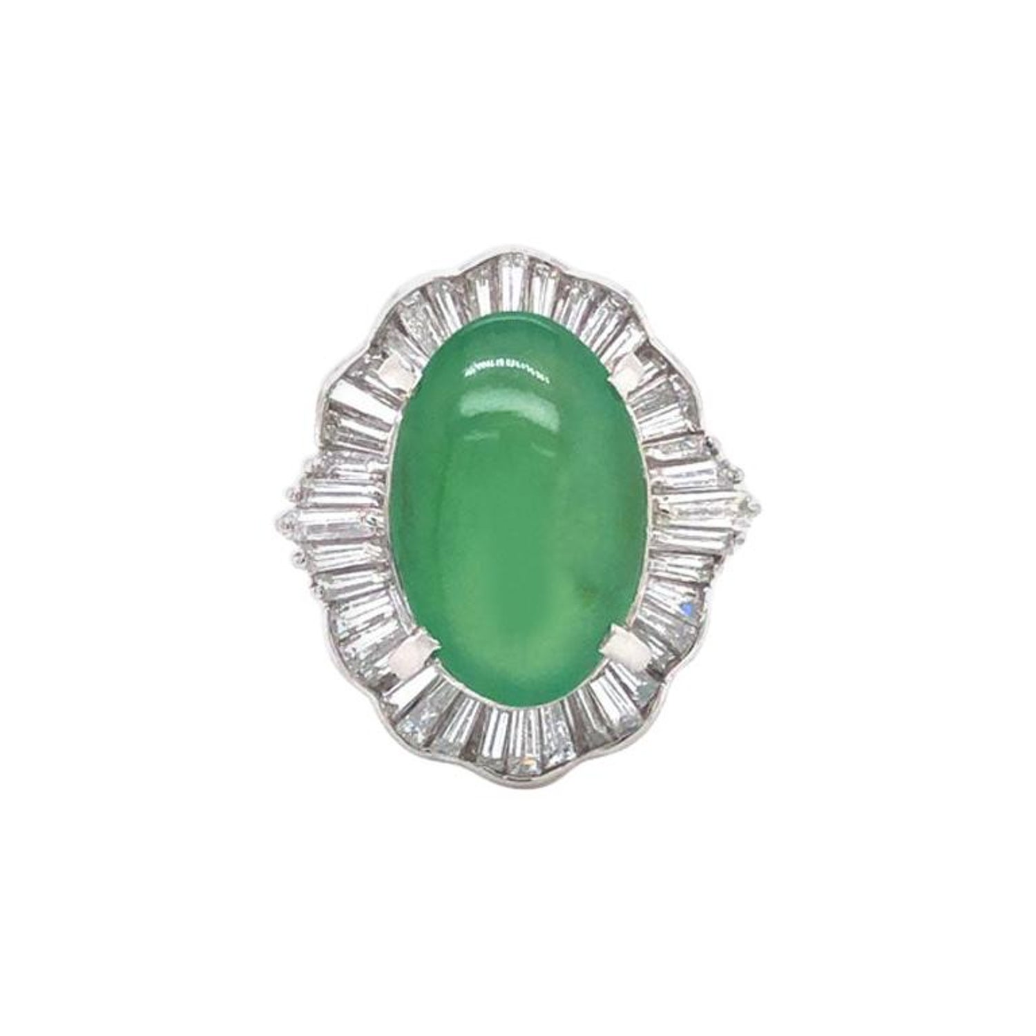 Vintage Grade Apple Green Jadeite Jade Ballerina Diamond Ring, GIA Jade Report Sale at 1stDibs