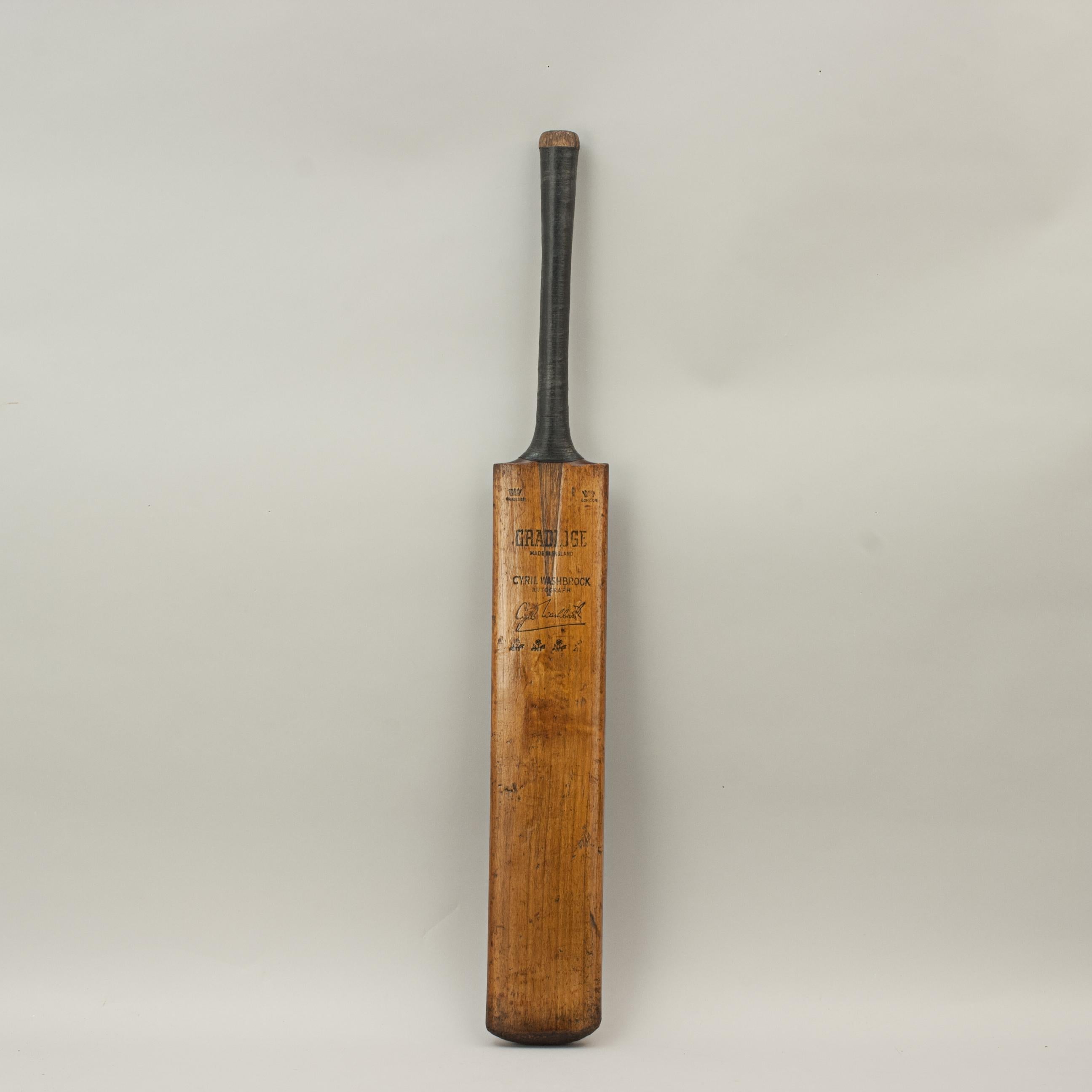 Mid-20th Century Vintage Gradidge Cyril Washbrook Autograph Cricket Bat For Sale