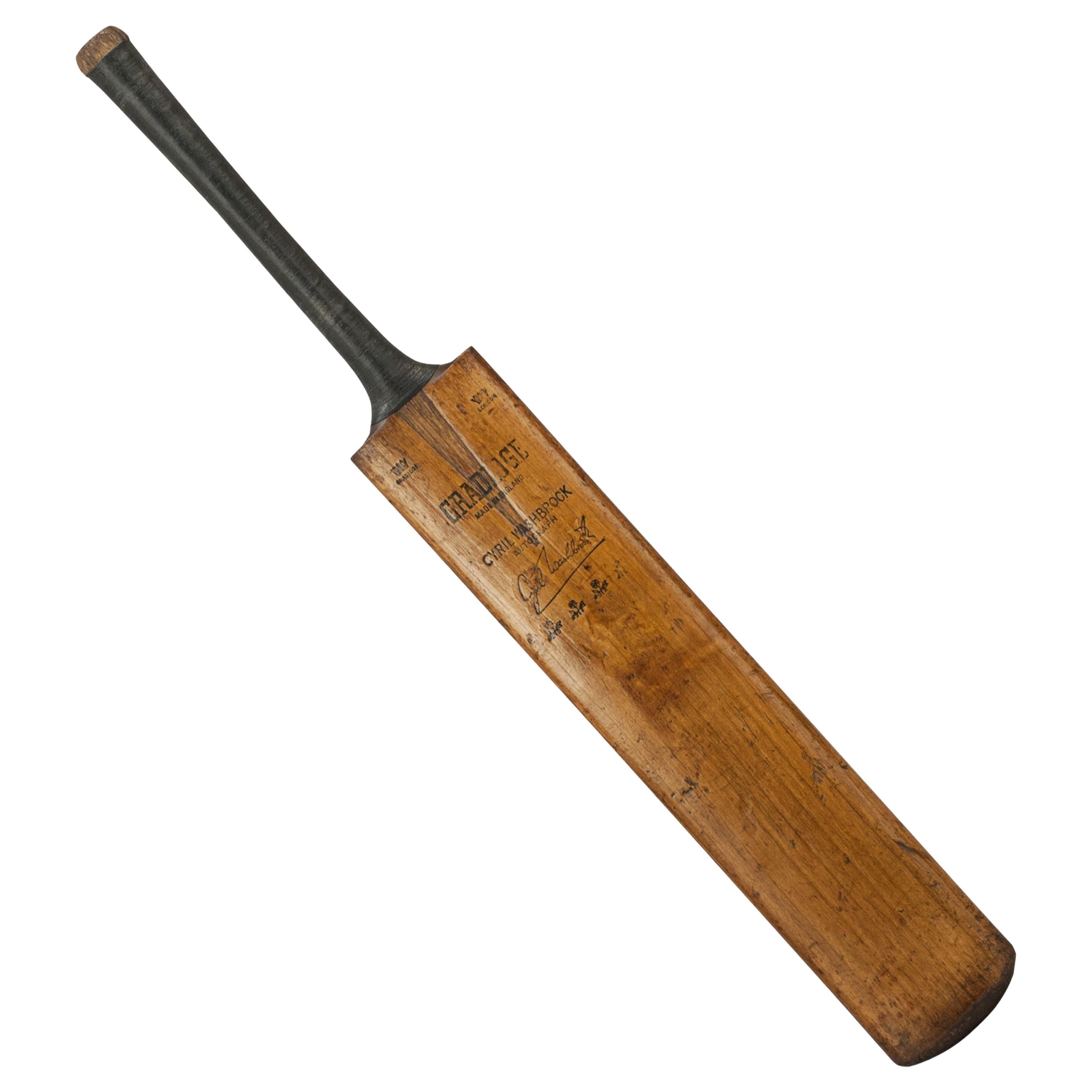 Vintage Gradidge Cyril Washbrook Autograph Cricket Bat For Sale