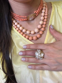 Vintage Graduated Coral Bead Necklace with 56 Natural Coral Beads
