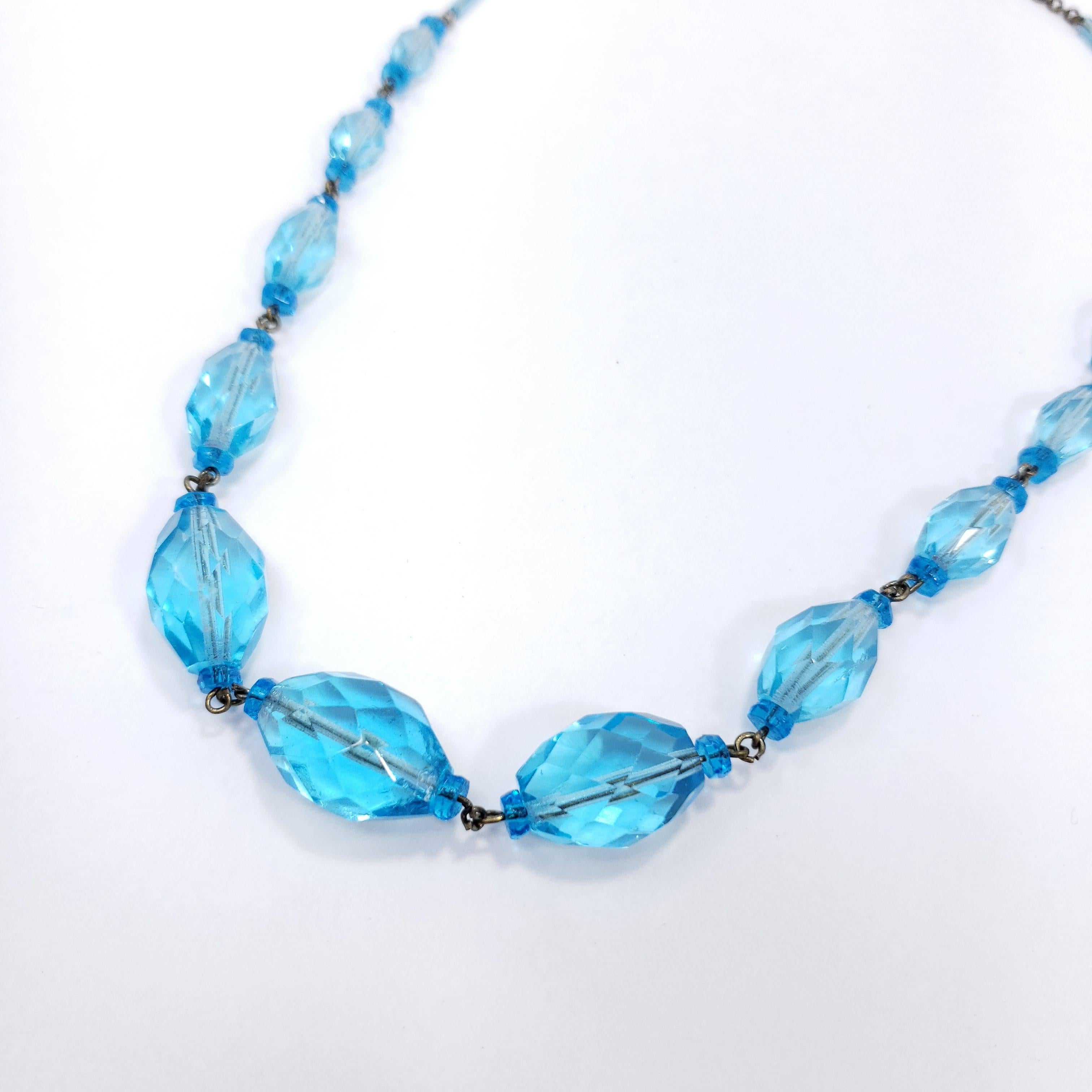 vintage blue crystal necklace