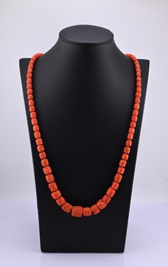 Vintage Graduated Mediterranean Red Coral Bead Necklace