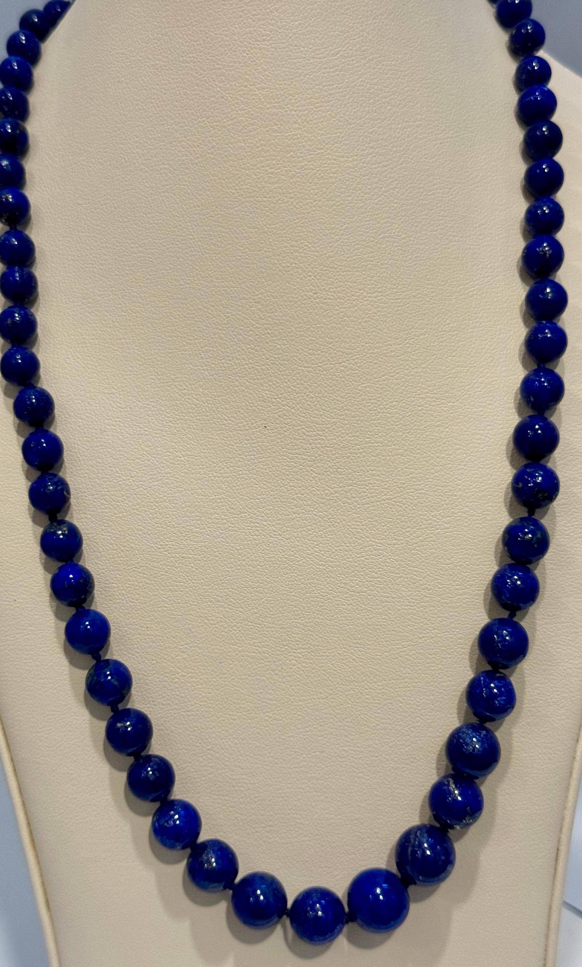 De las mujeres Collar Vintage Graduado de Lapislázuli de una sola vuelta Cierre de Oro Amarillo de 14 Kt en venta