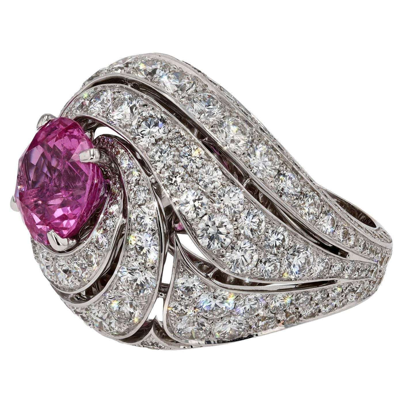 Graff Single Stone Rings Vintage Graff Fancy Pink Sapphire Diamond Cocktail Ring at 1stDibs ...