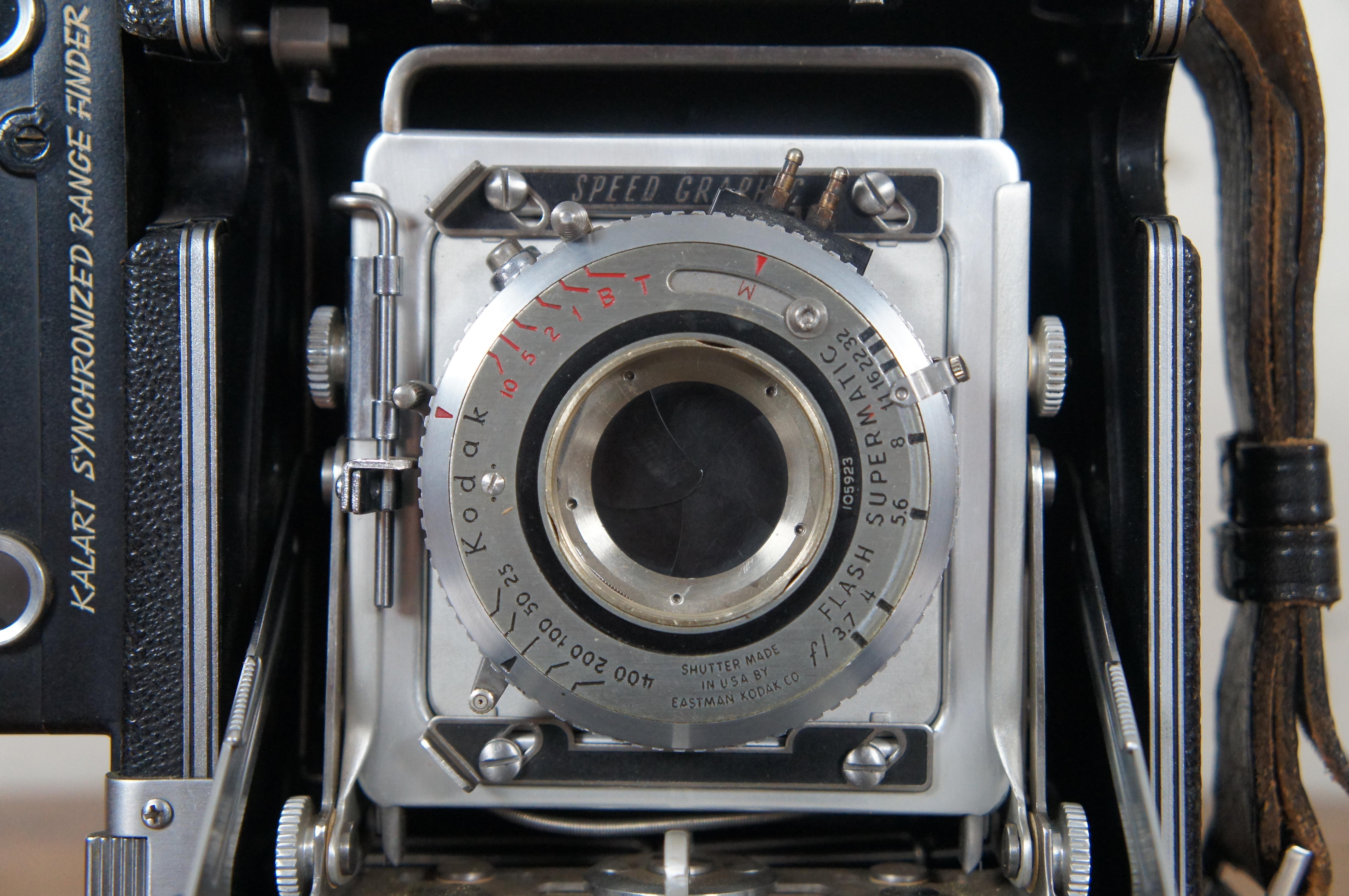 Vintage Graflex Speed Graphic Kodak Ektar Camera Len & Case 105mm f/3.7 5