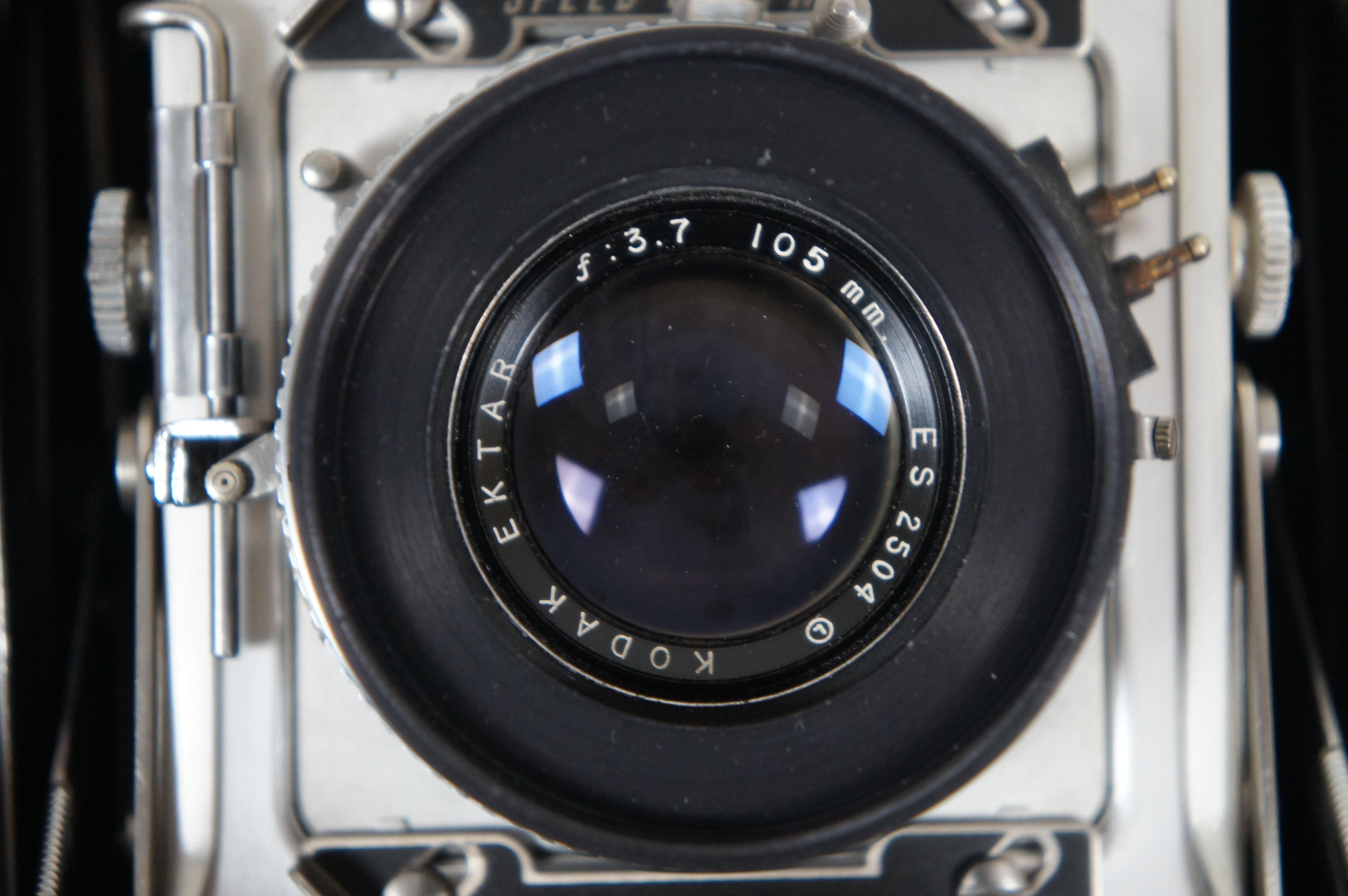 Vintage Graflex Speed Graphic Kodak Ektar Camera Len & Case 105mm f/3.7 3