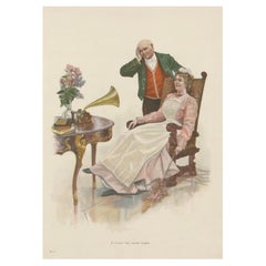 Vintage Gramophone and Listener – “Das Neueste Couplet” by E. Cucuel, c. 1900