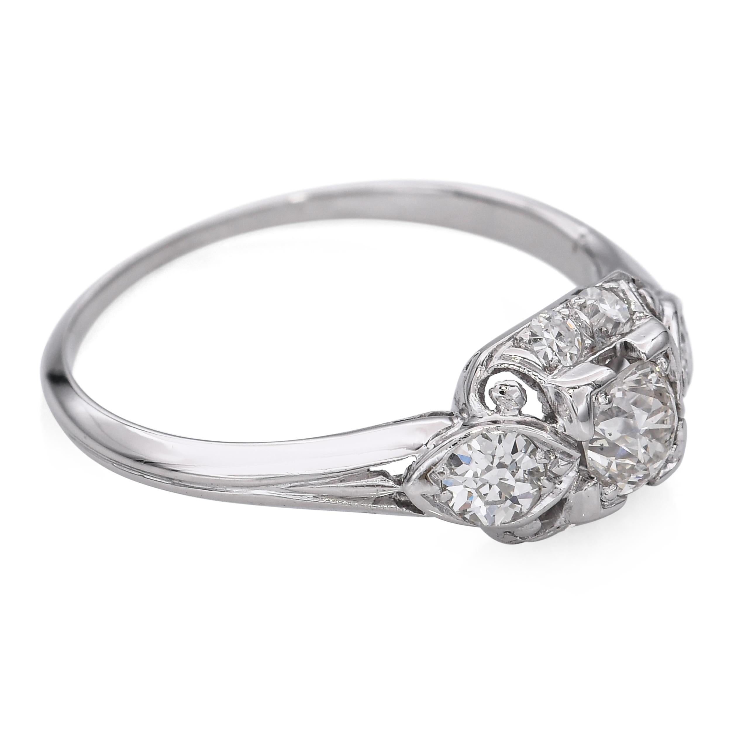 Donna Anello di fidanzamento con diamante vintage Granat in oro bianco 18k 0,45tcw in vendita