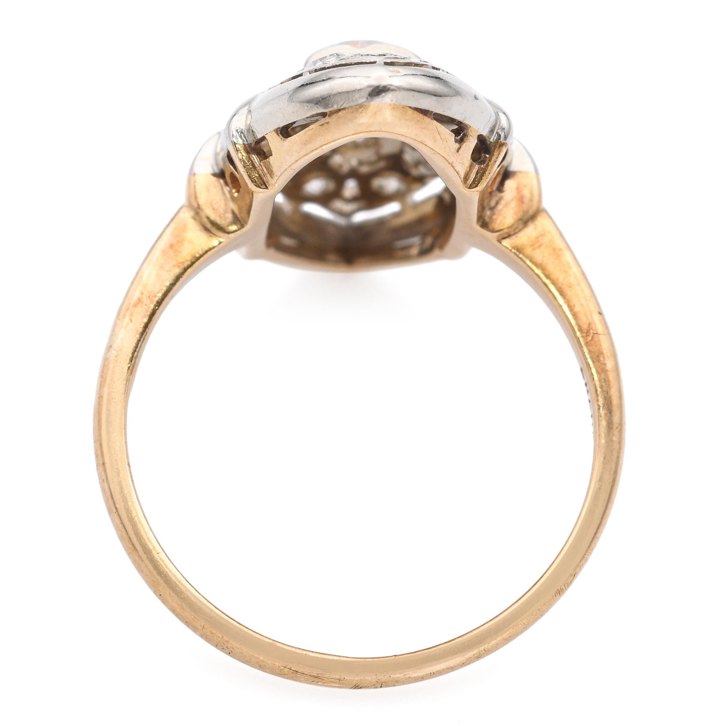Women's Vintage Granat Bros 14k Yellow and 18k White Gold Diamond Dinner Ring For Sale
