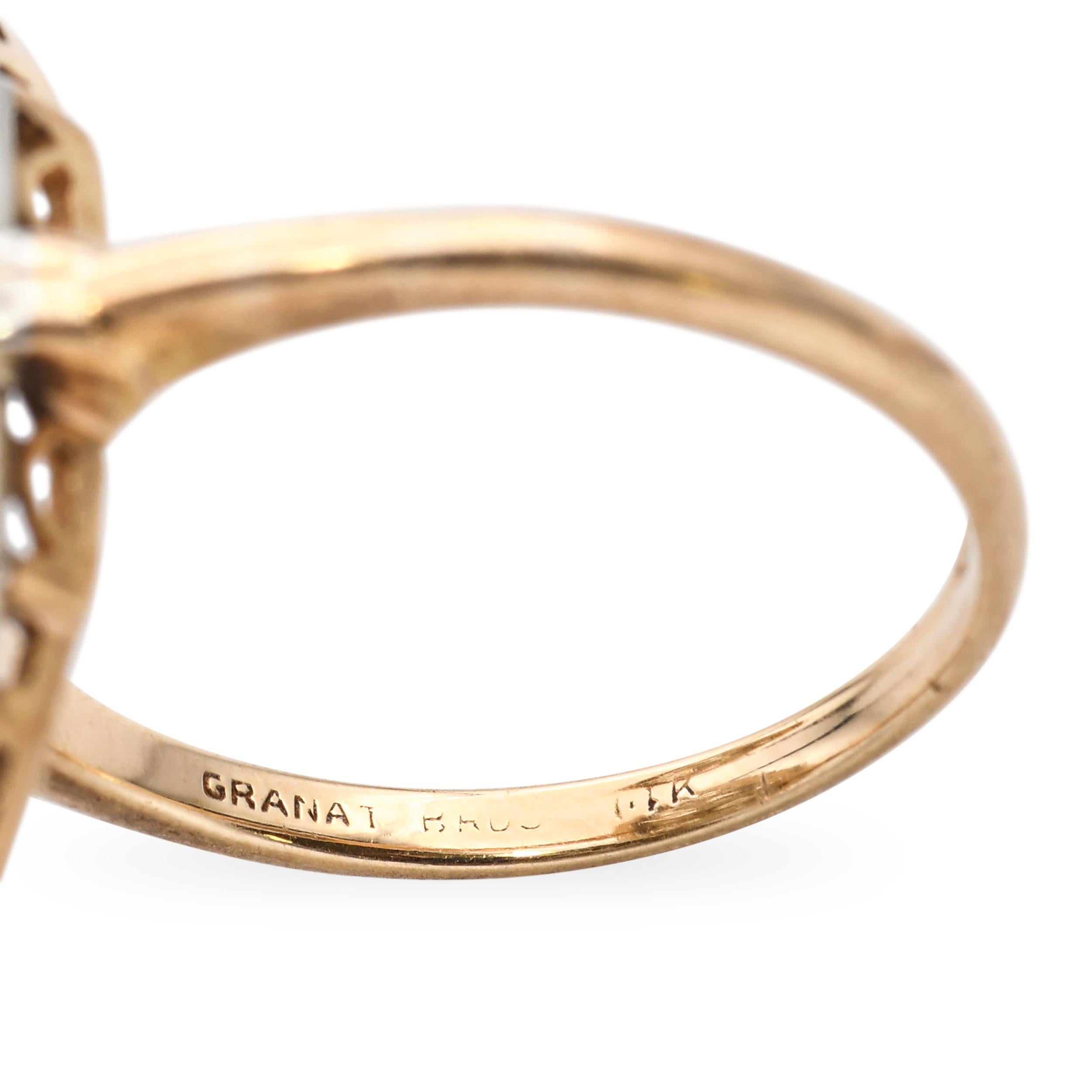 Vintage Granat Bros 14k Yellow and 18k White Gold Diamond Dinner Ring For Sale 2