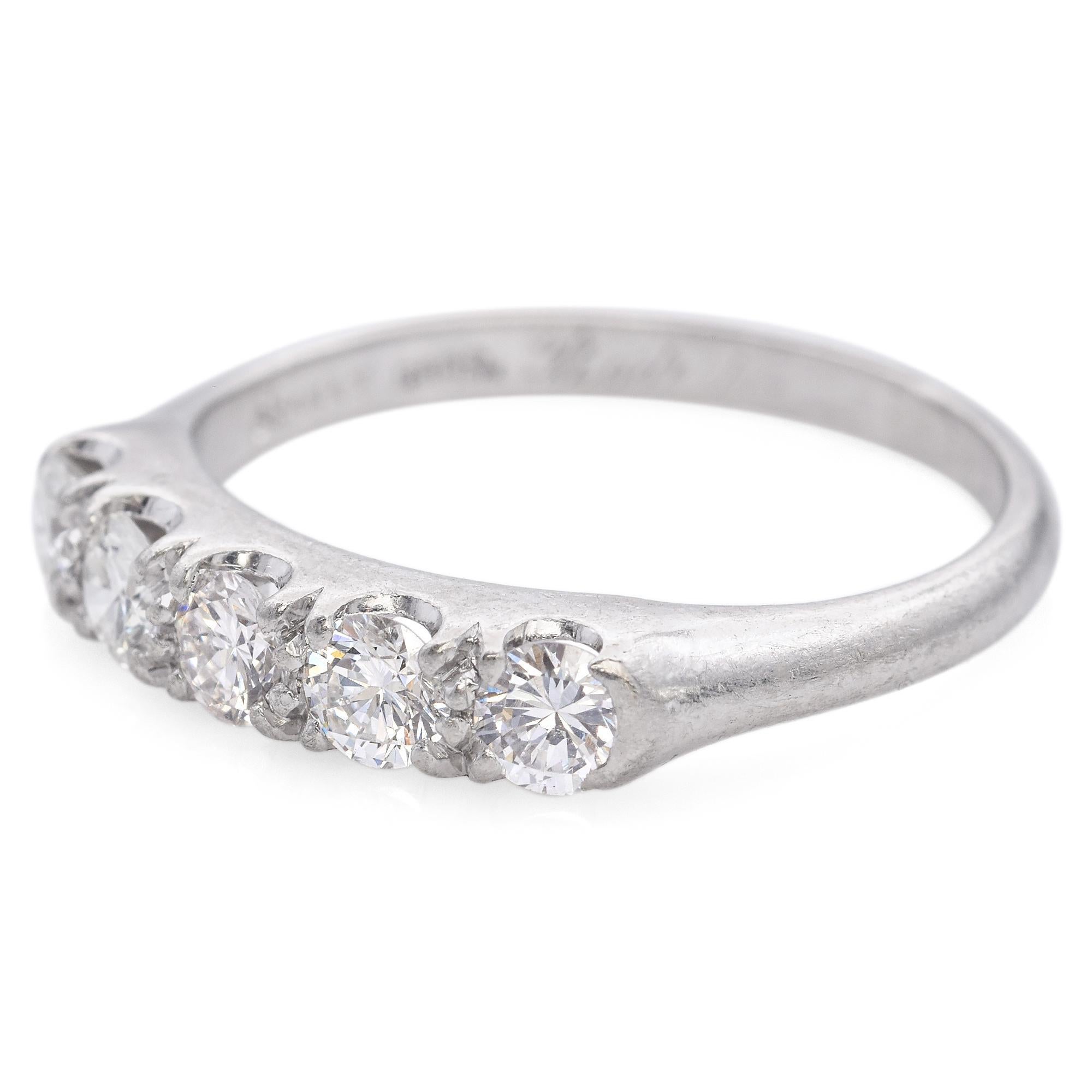 Round Cut Vintage Granat Bros Platinum 0.50 TCW Diamond Band Ring For Sale