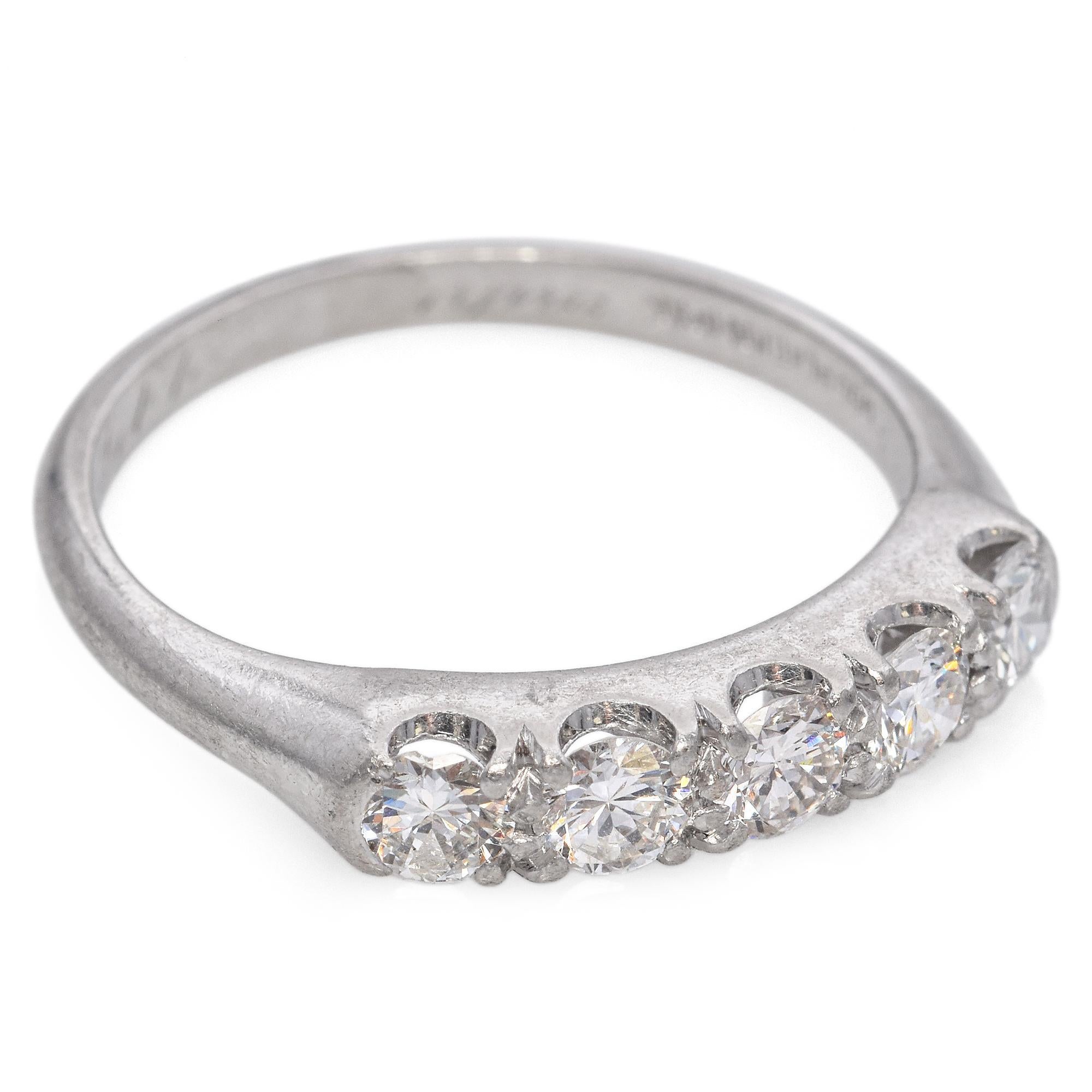 Vintage Granat Bros Platinum 0.50 TCW Diamond Band Ring In Good Condition For Sale In New York, NY