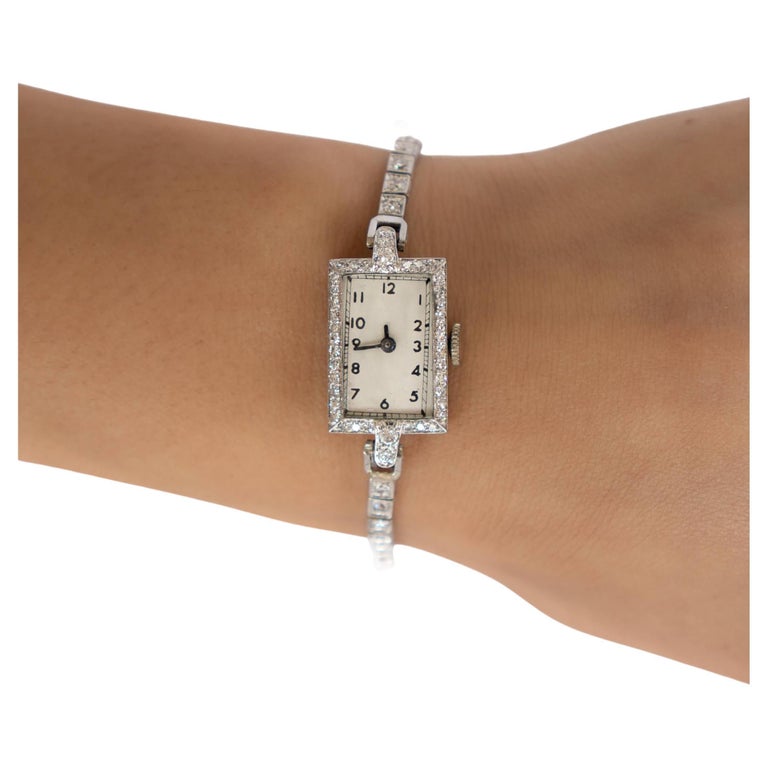 Vintage Granat Bros Platinum and 18k White Gold Watch For Sale at 1stDibs