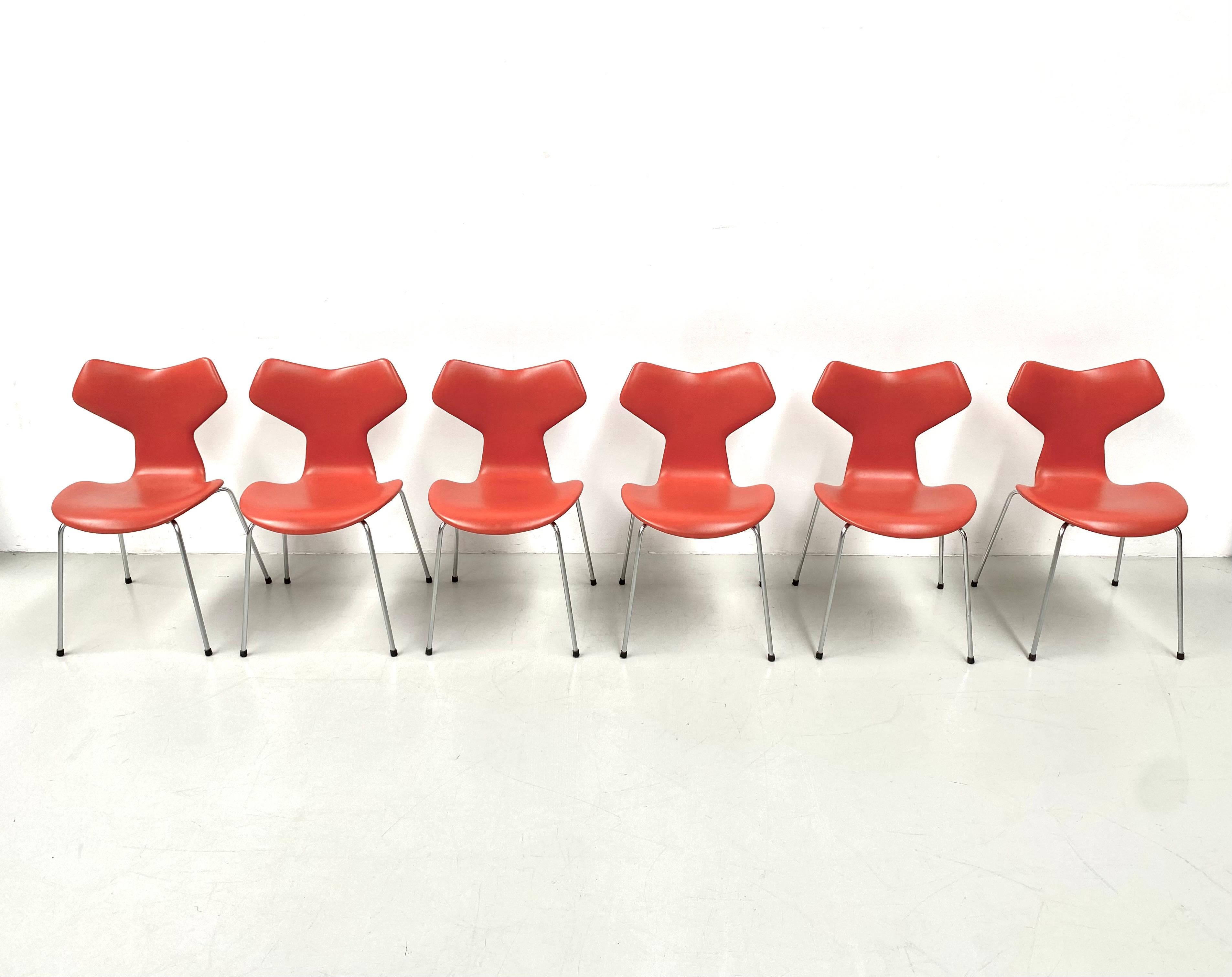Faux Leather Vintage Grand Prix Chairs by Arne Jacobsen for Fritz Hansen, 1968, Set of 6