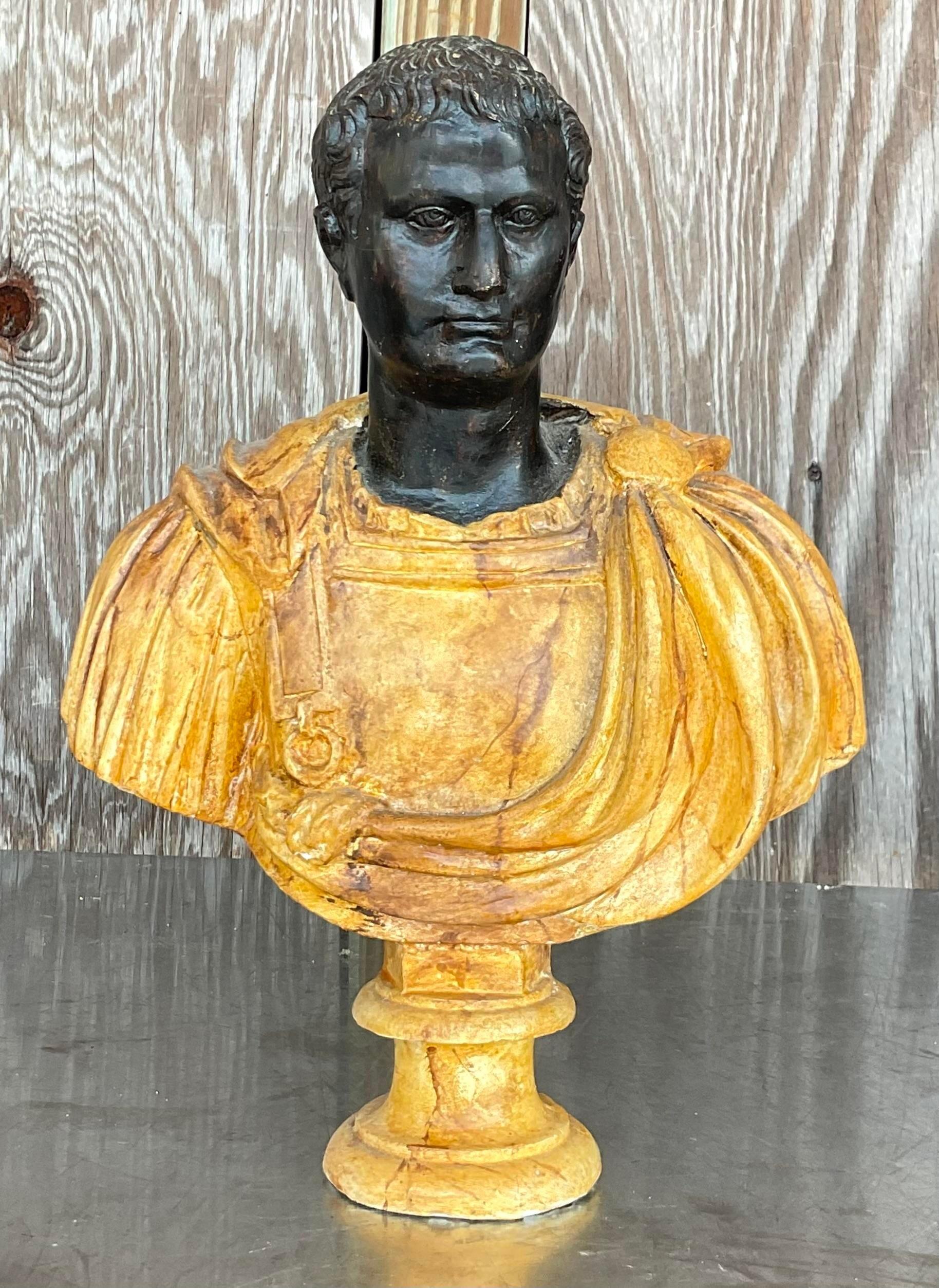 Neoclassical Vintage Grand Tour Faux Finished Plaster Bust For Sale