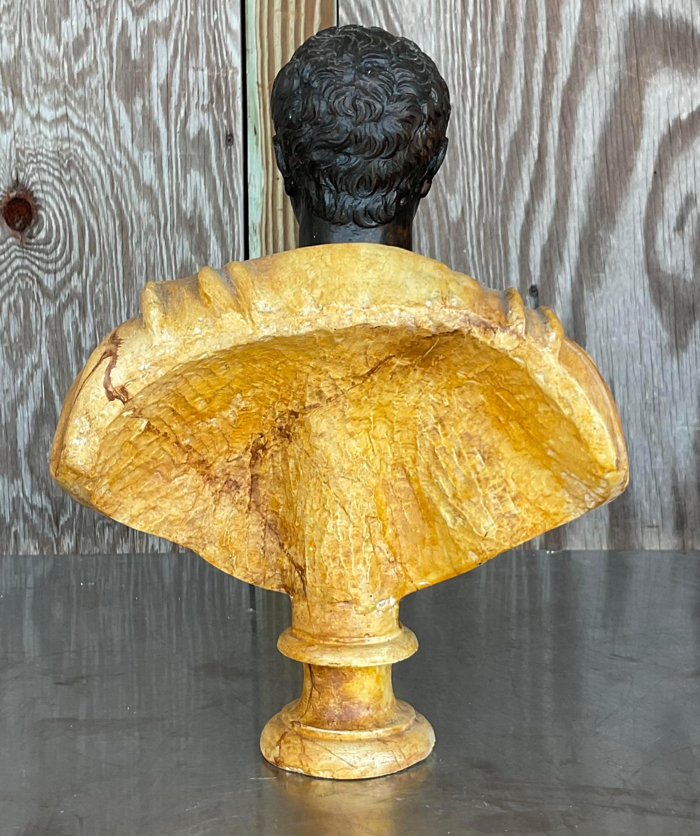 Vintage Grand Tour Faux Finished Plaster Bust In Good Condition For Sale In west palm beach, FL