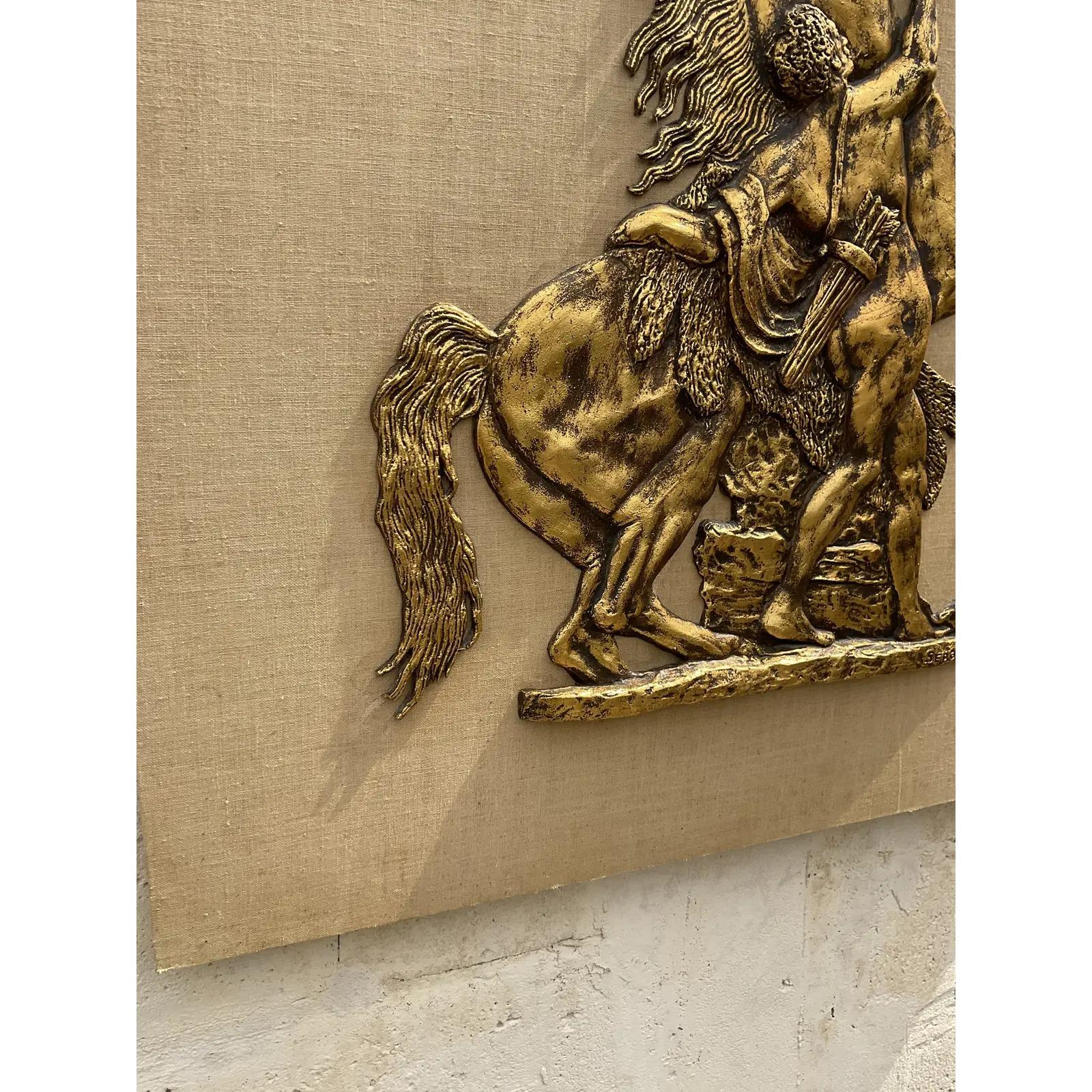 20th Century Vintage Grand Tour Gladiator and Horse Fiberglass Relief For Sale