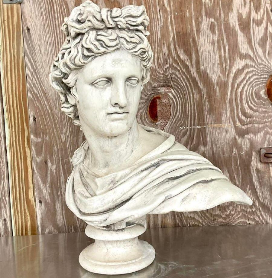 Vintage Grand Tour Marble Composite Bust of Man In Good Condition For Sale In west palm beach, FL