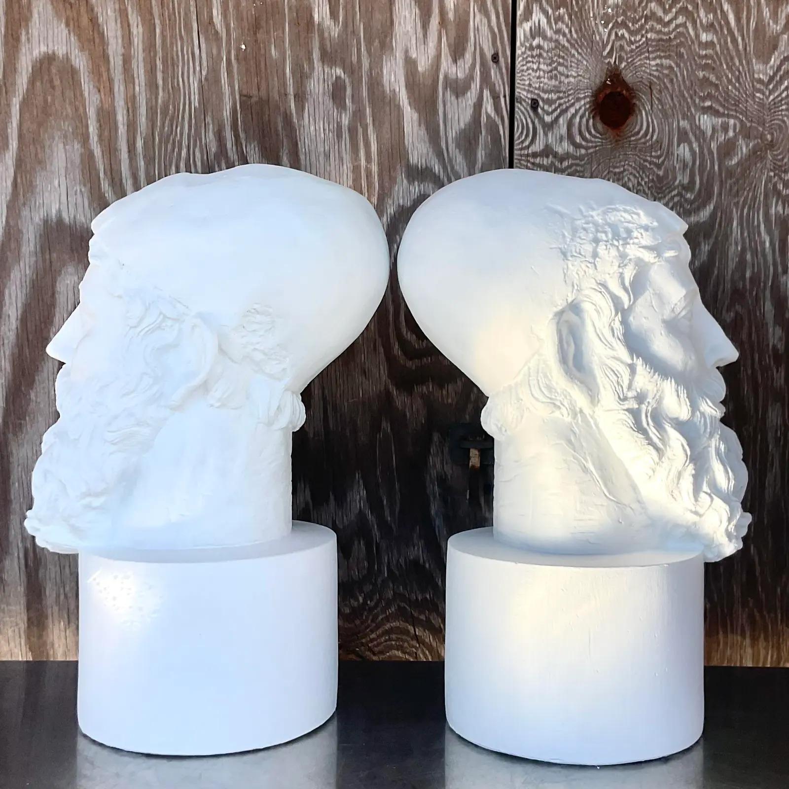 Vintage Grand Tour Plaster Bust of Man - a Pair For Sale 1