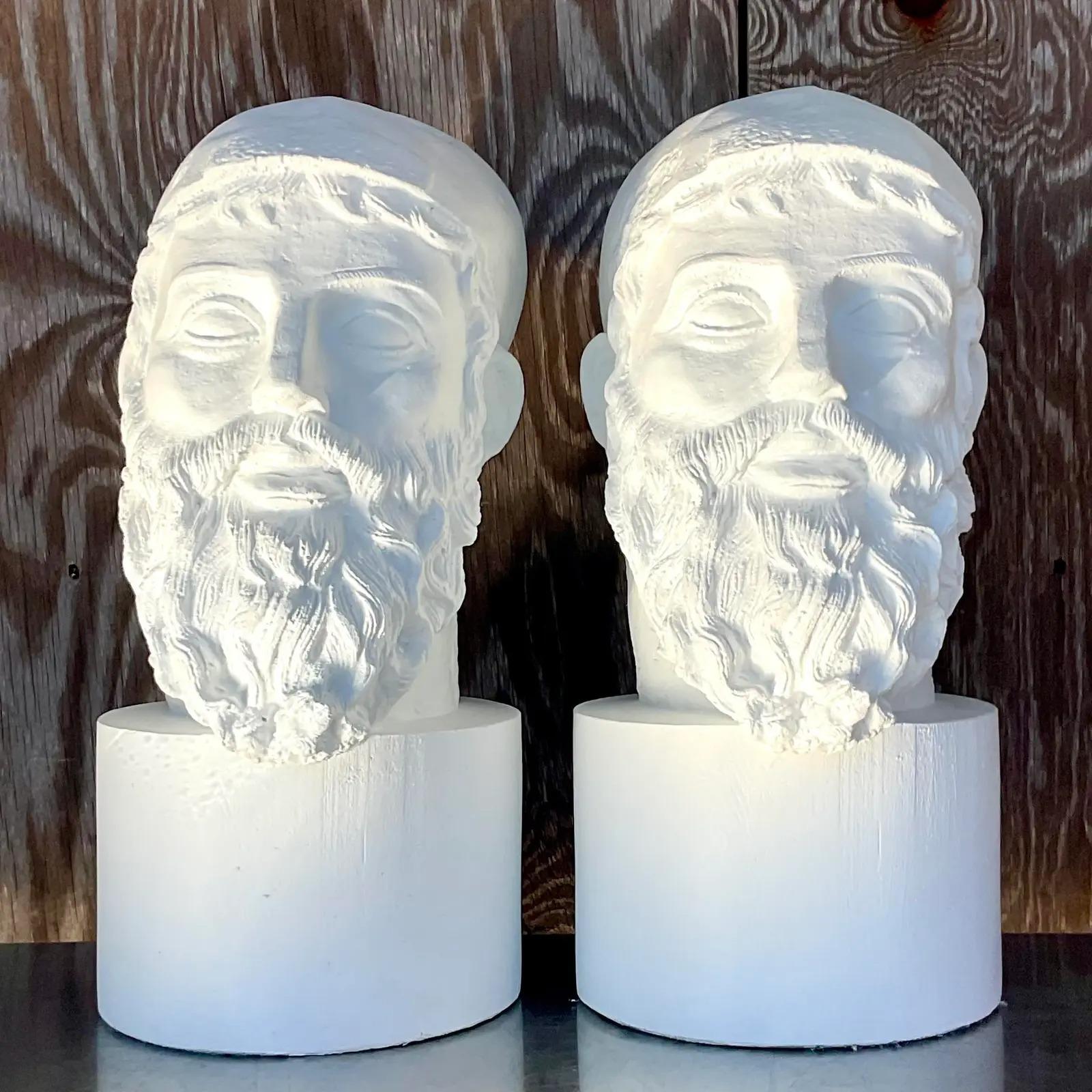 Busto in gesso di uomo Grand Tour d'epoca - una coppia in vendita 1