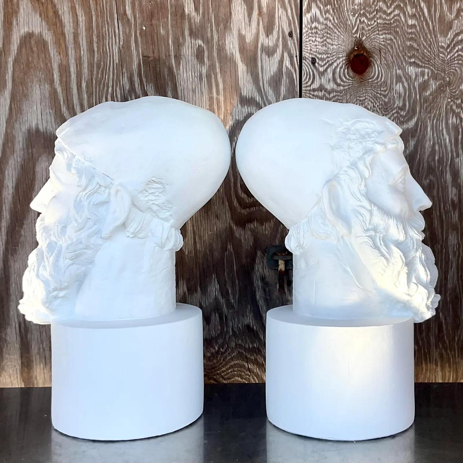 Vintage Grand Tour Plaster Bust of Man - a Pair For Sale 3