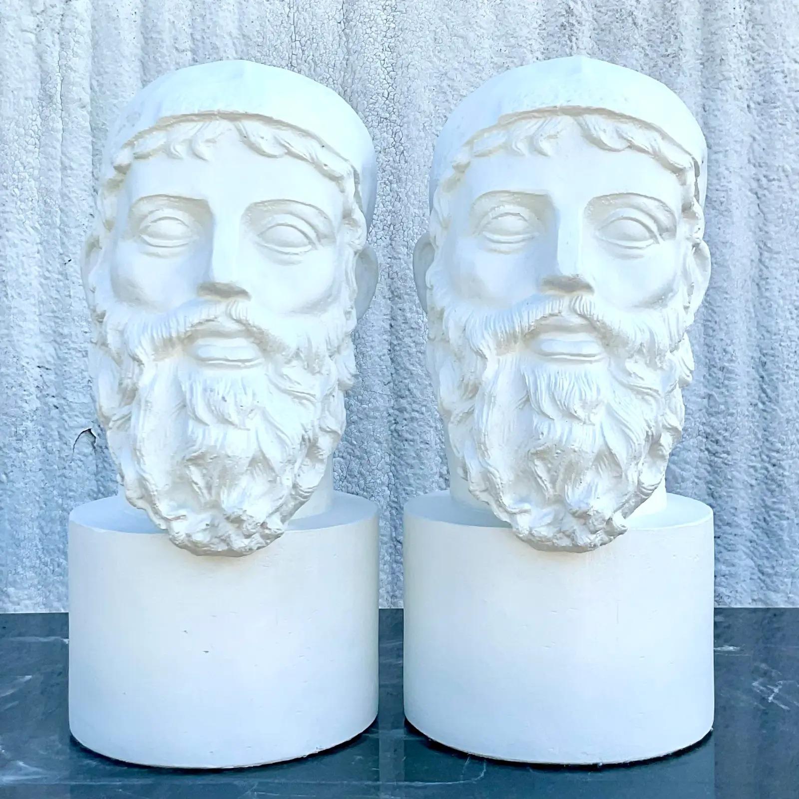 Vintage Grand Tour Plaster Bust of Man - a Pair For Sale 4