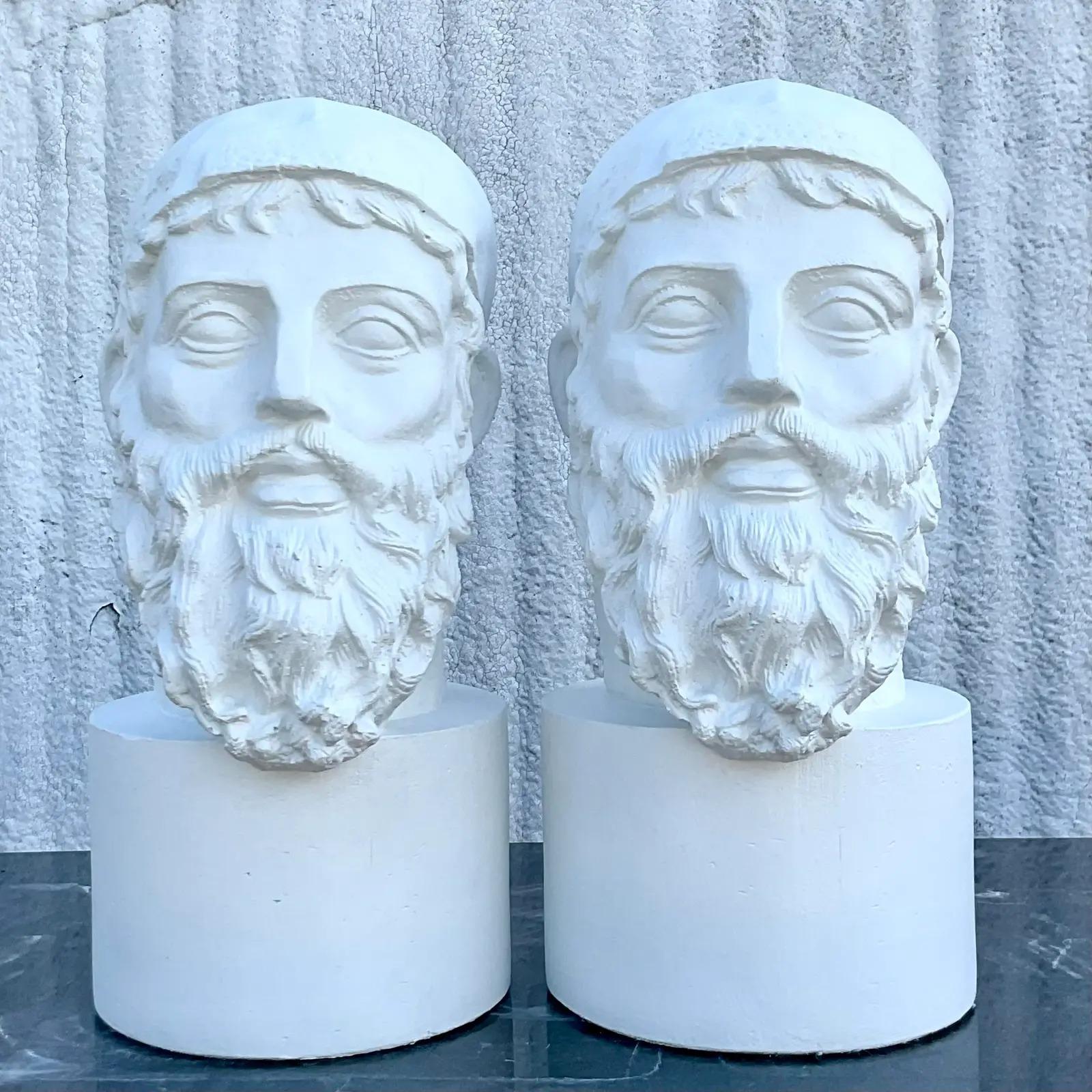 Vintage Grand Tour Plaster Bust of Man - a Pair For Sale 5