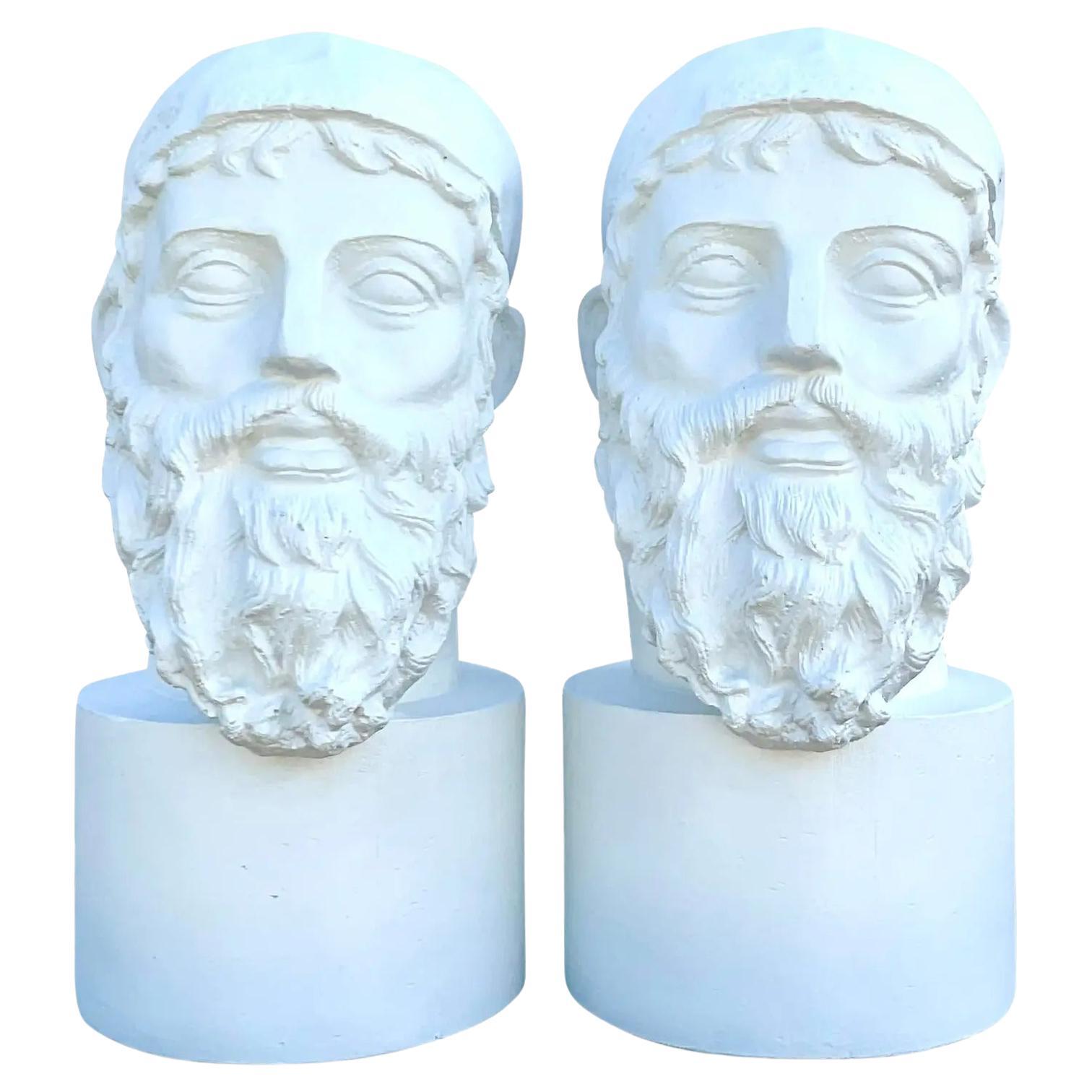 Vintage Grand Tour Plaster Bust of Man - a Pair For Sale